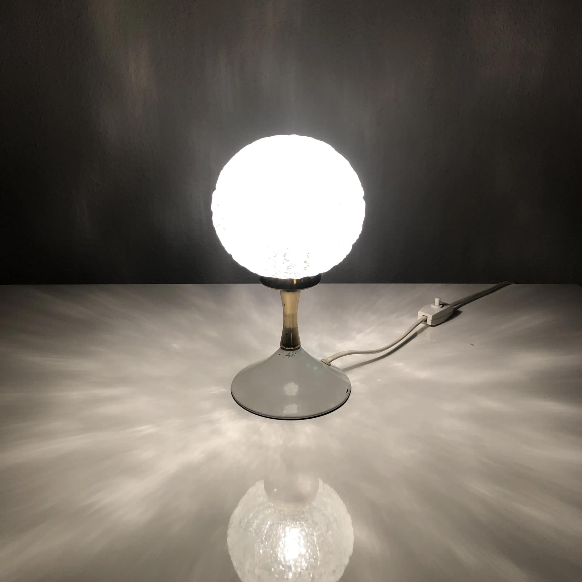 Bedside lamp, ivory white, brass, glass, Leclaire & Schäfer, Germany, 1960s. - 30607