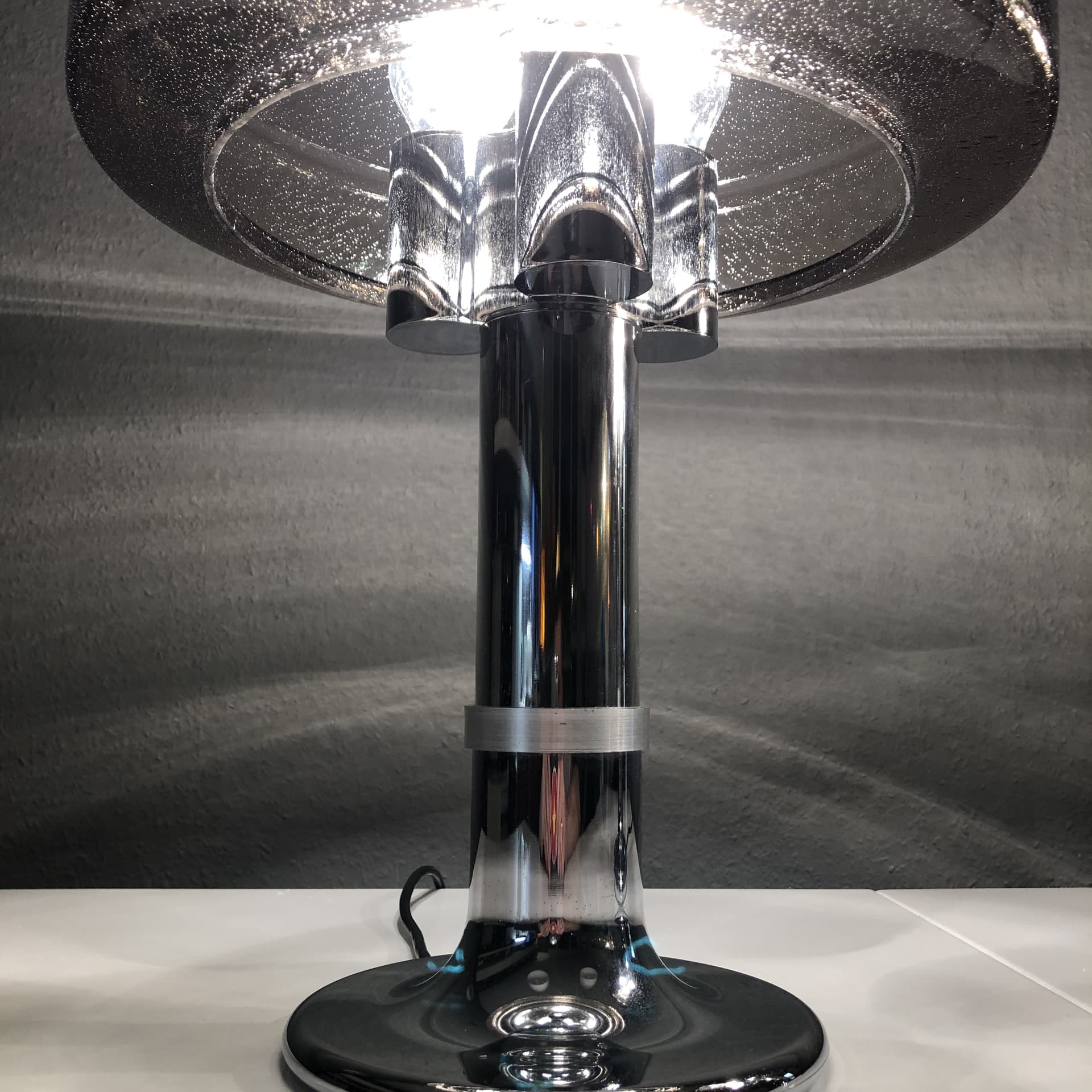 Set of bedside lamps, Space Age, smoked glass, chrome steel, Graewe, Germany, 1970s - 81982