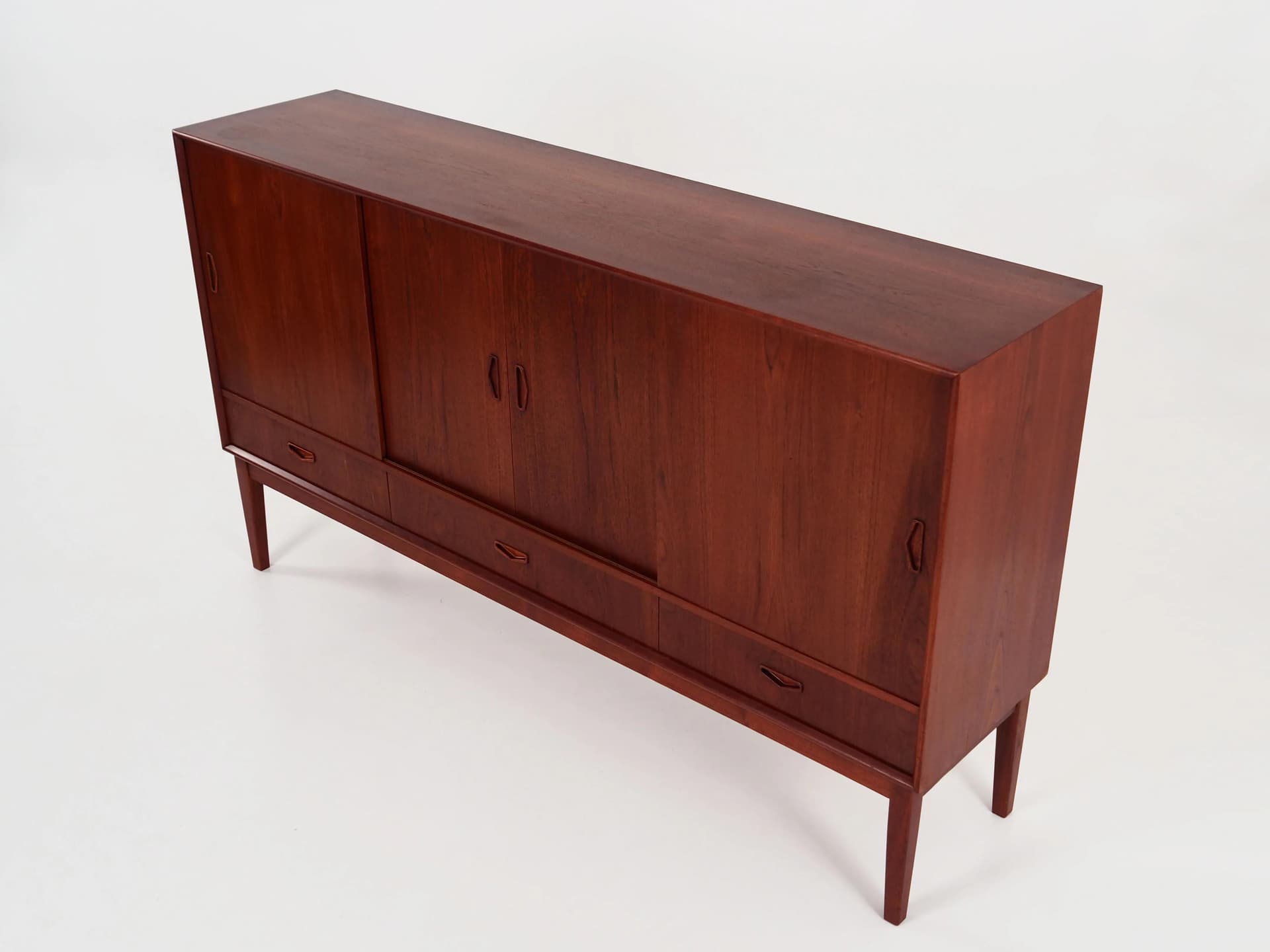 Highboard, dark brown, teak, Denmark, 1970s - 30719