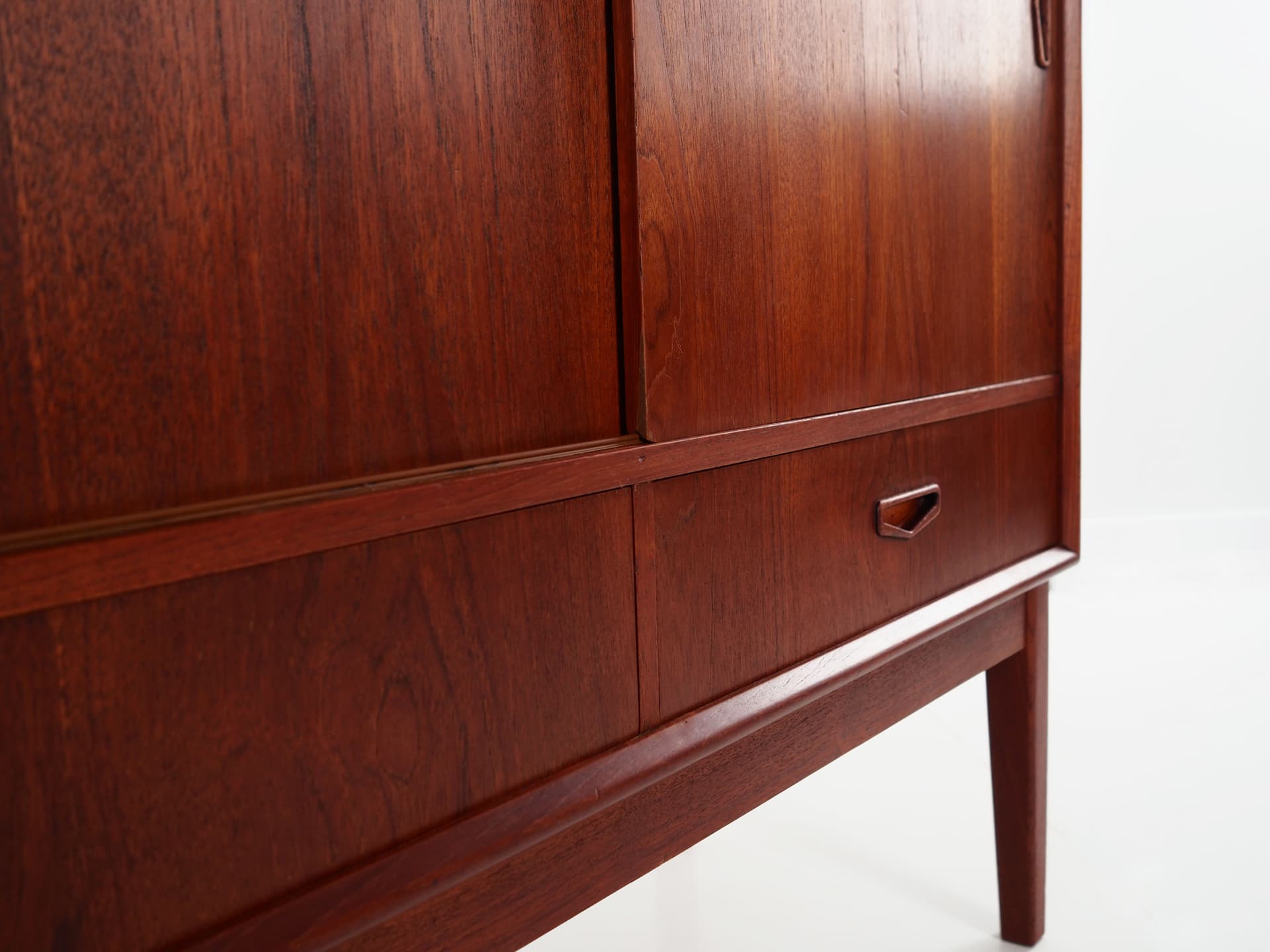 Highboard, dark brown, teak, Denmark, 1970s - 64537