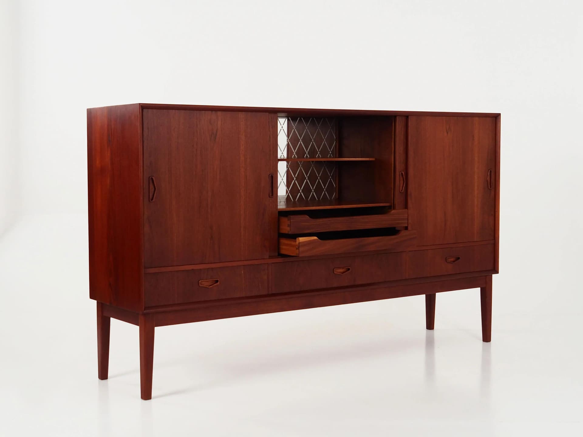 Highboard, dark brown, teak, Denmark, 1970s - 30717