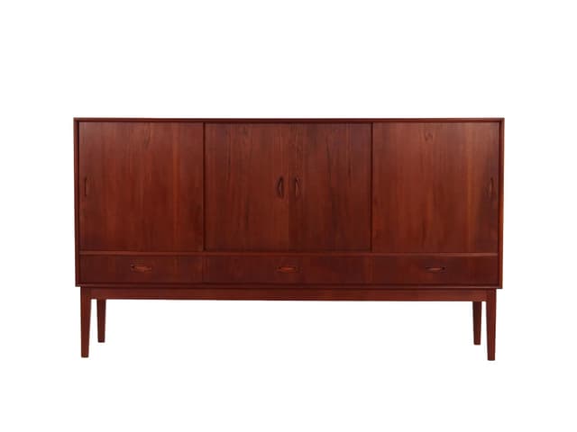 Highboard, dark brown, teak, Denmark, 1970s - DIMENSION