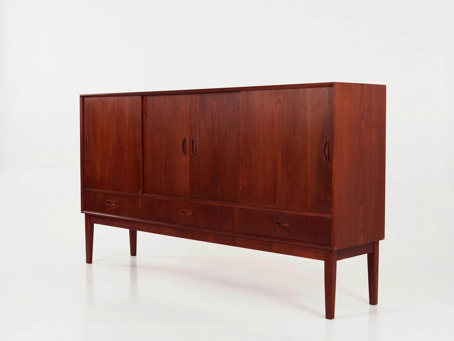 Highboard, dark brown, teak, Denmark, 1970s - 30716