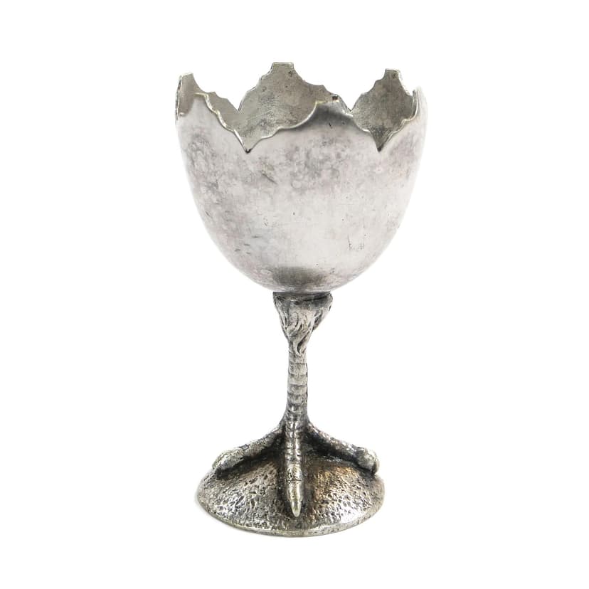 Egg Cup on Chicken Foot, silver, brass, Poland, 19th c.