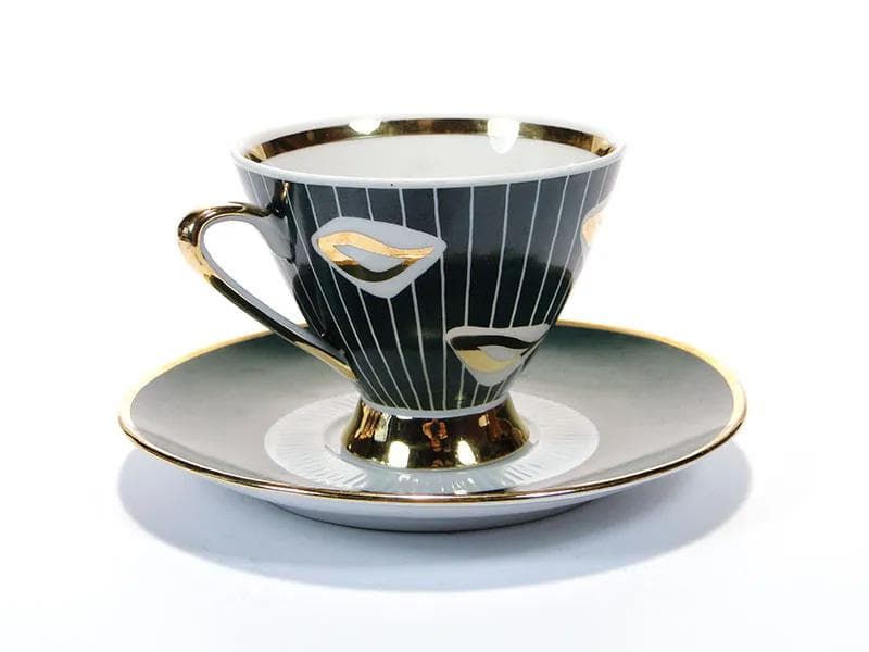 Filiżanka Kwiatogal, szary, porcelana, Polska, lata 60. - 30856