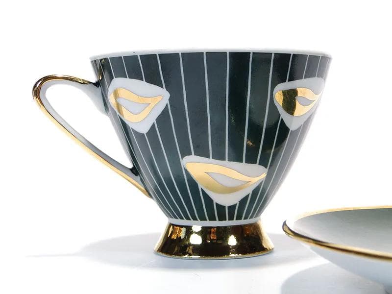 Filiżanka Kwiatogal, szary, porcelana, Polska, lata 60. - 30858