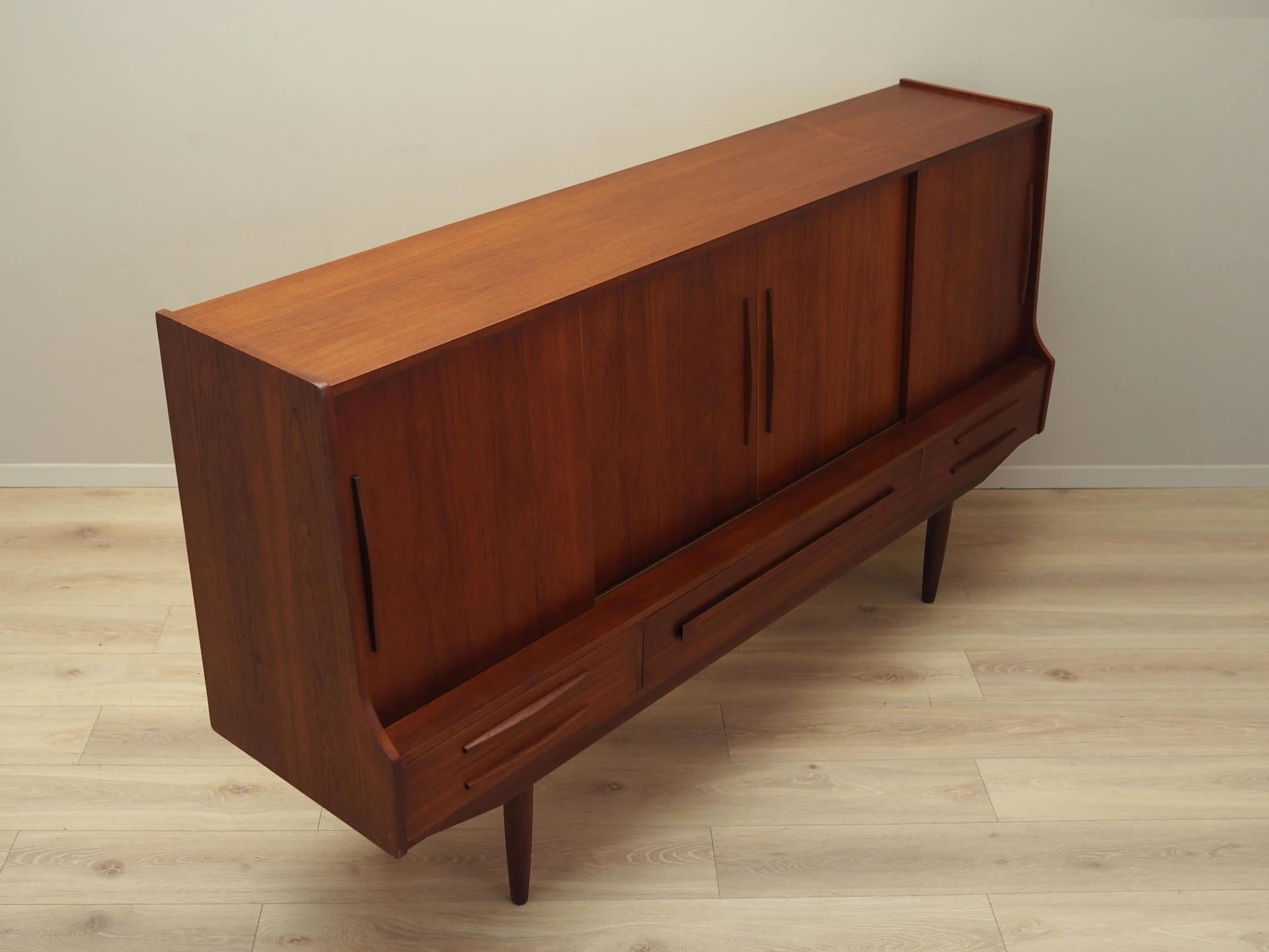 Highboard, dark brown teak, Denmark, 1960s. - 30692