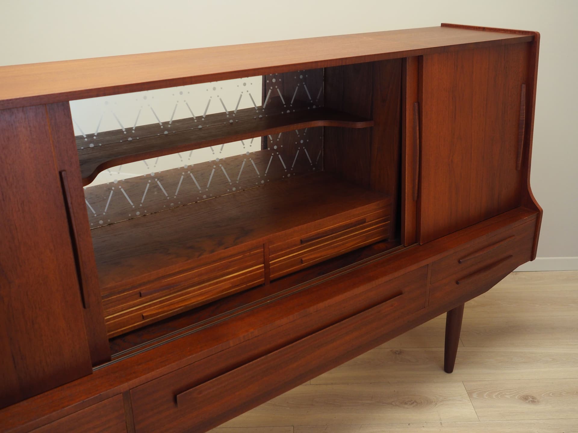 Highboard, dark brown teak, Denmark, 1960s. - 64520