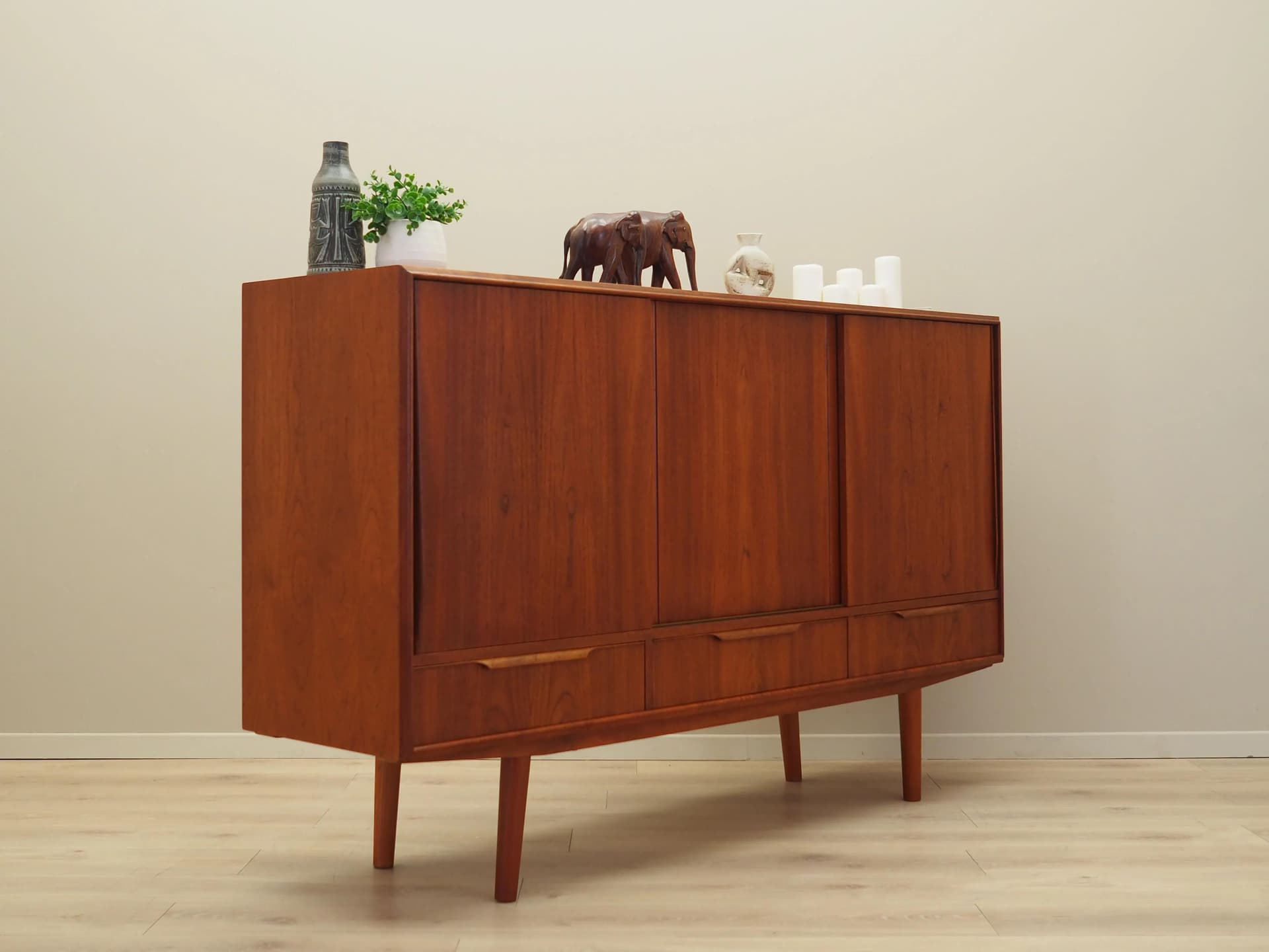 Highboard, orange teak, Denmark, 1970s. - 30670