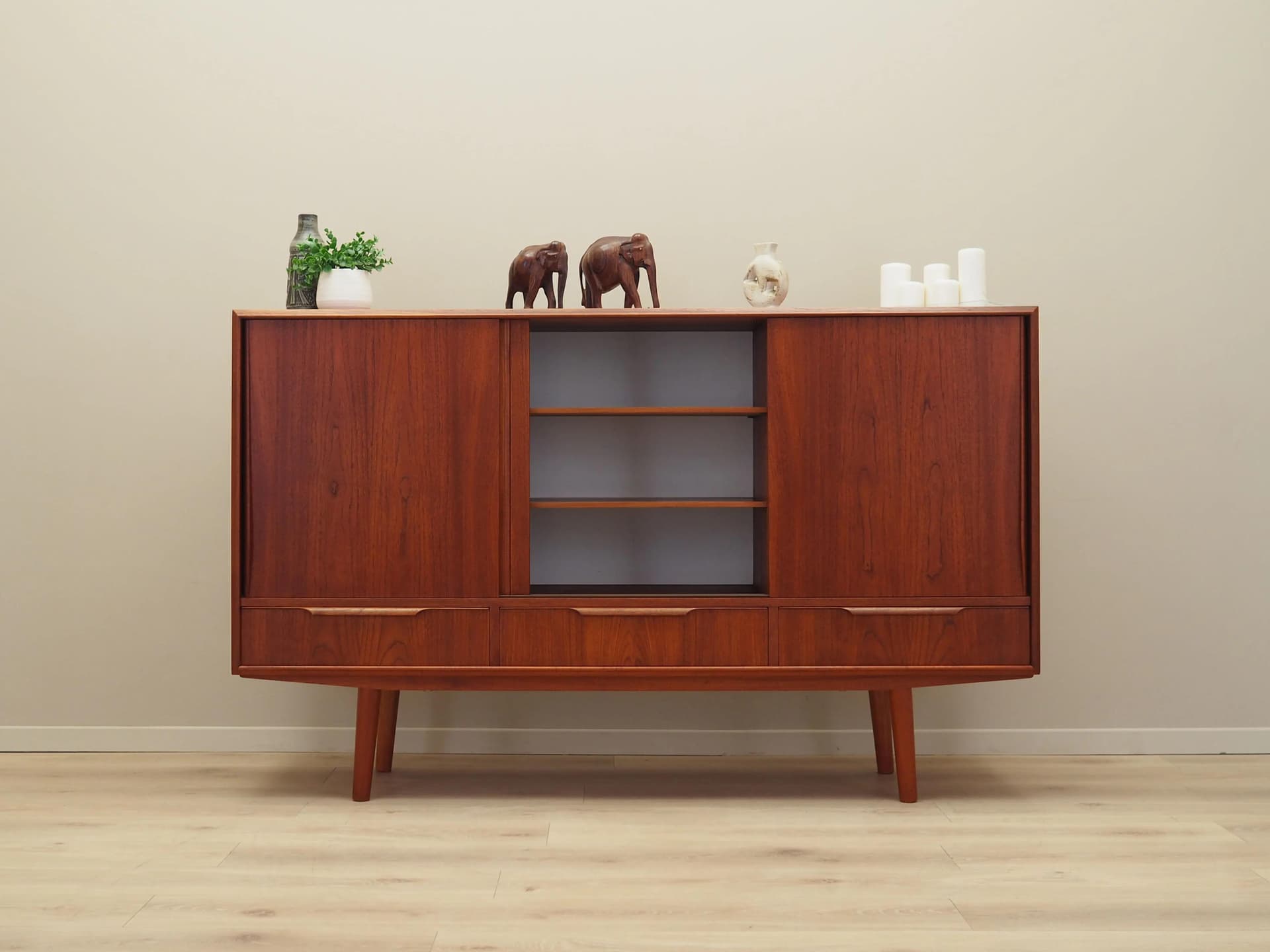 Highboard, orange teak, Denmark, 1970s. - 30669