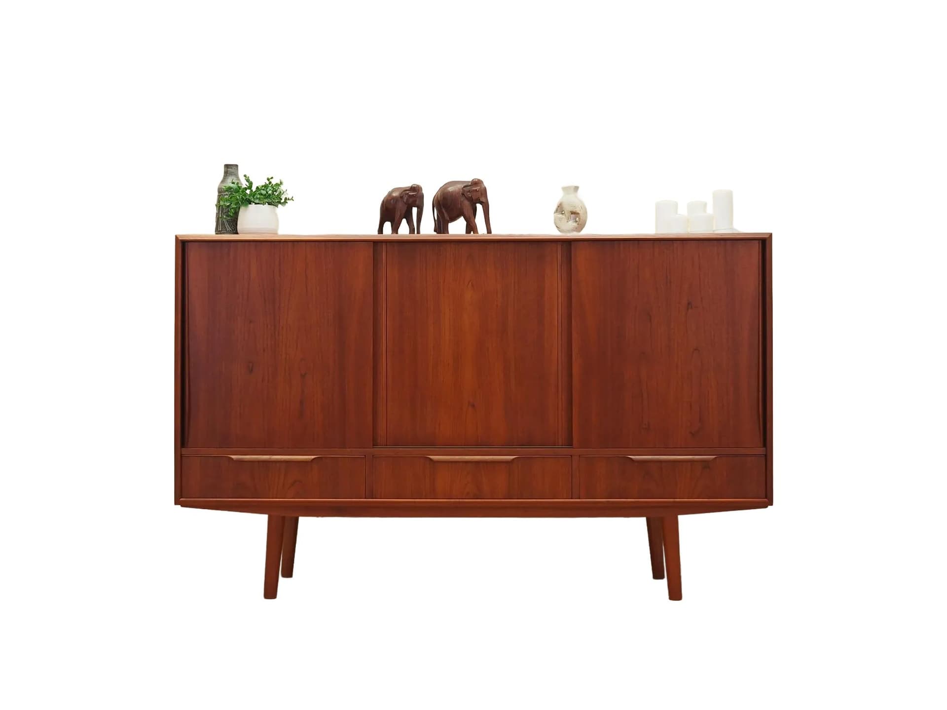 Highboard, orange teak, Denmark, 1970s.