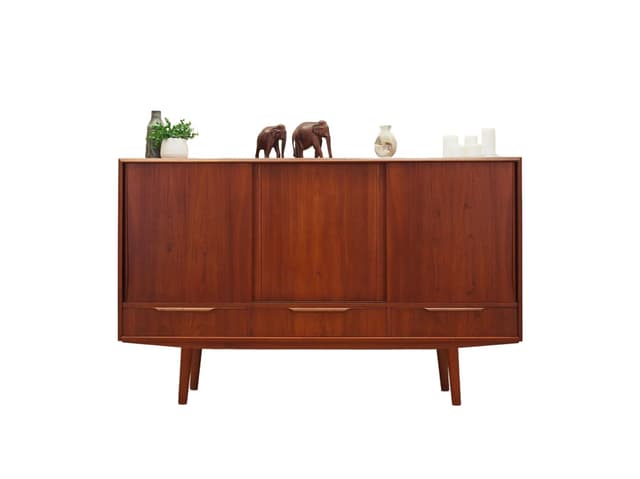 Highboard, orange teak, Denmark, 1970s. - DIMENSION