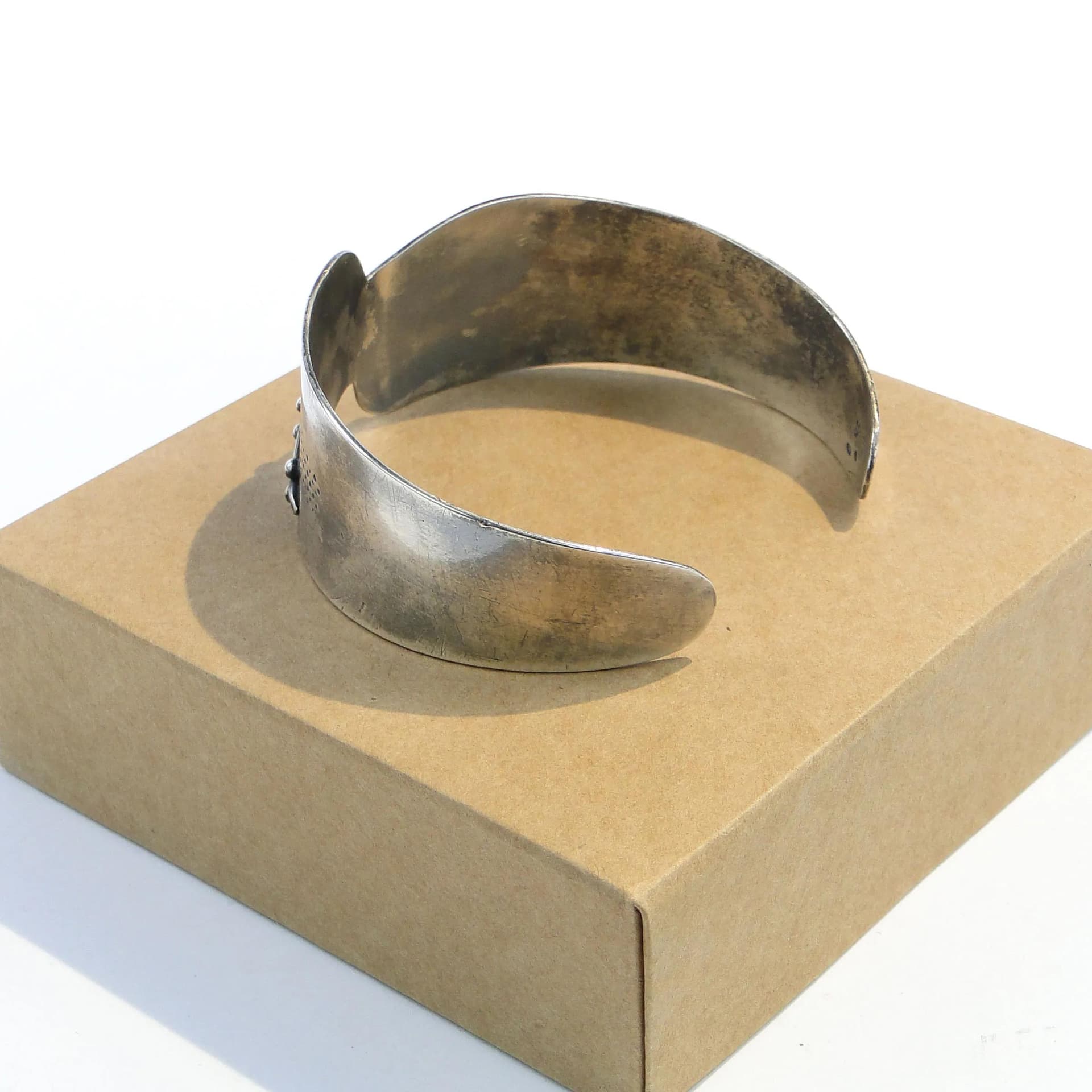 Srebrna modernistyczna bransoletka, Rytosztuka, Polska, lata 60. - 30812