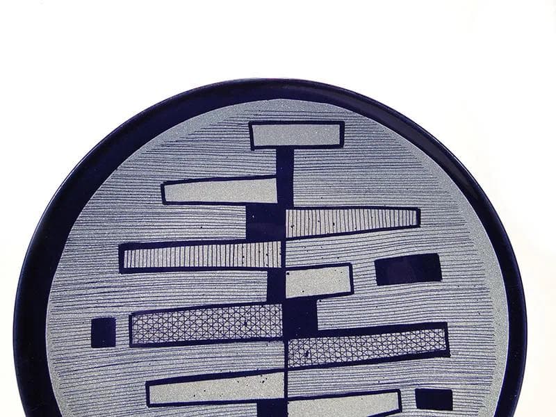 Decorative plate, navy blue, porcelain, Poland, 1960s. - 30803
