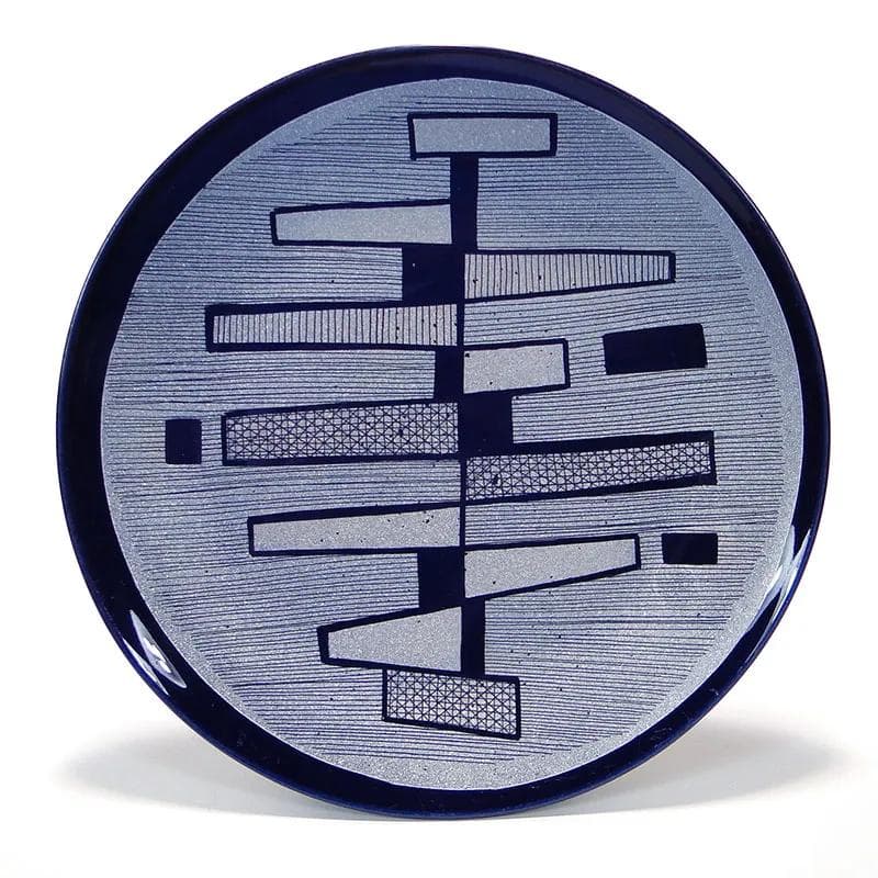 Decorative plate, navy blue, porcelain, Poland, 1960s. - 30801