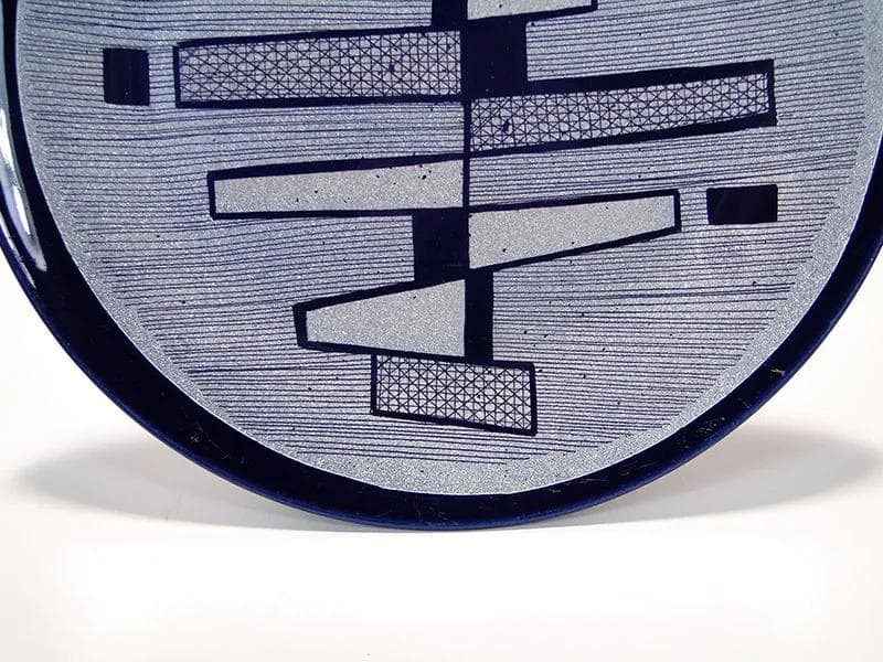 Decorative plate, navy blue, porcelain, Poland, 1960s. - 30802