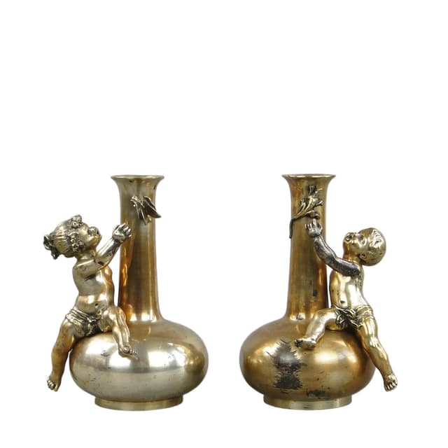 Para wazonów secesyjnych, srebro, Siot-Decauville, Francja, ok. 1900 - WYMIARY