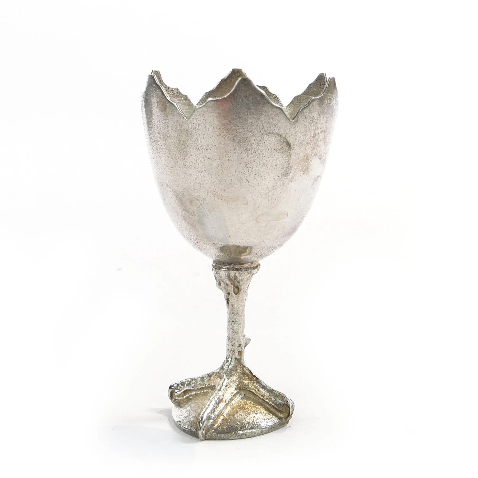 Kieliszek do jajka, srebrny, mosiądz platerowany, Schiffers, Polska, XIX w. - 30786