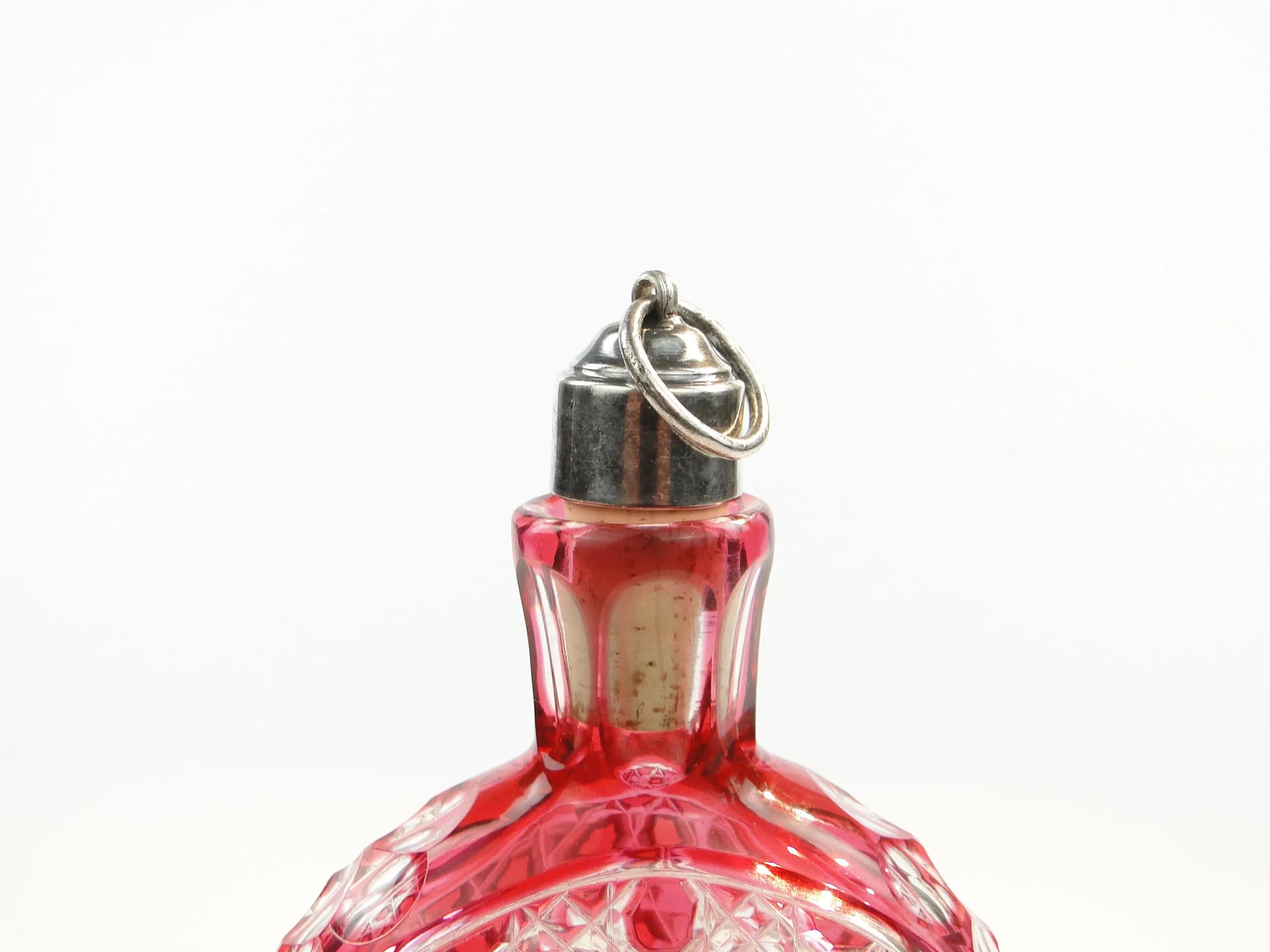 Karafka-piersiówka biedermeier, szkło rubinowe, Austria, XIX w. - 30782