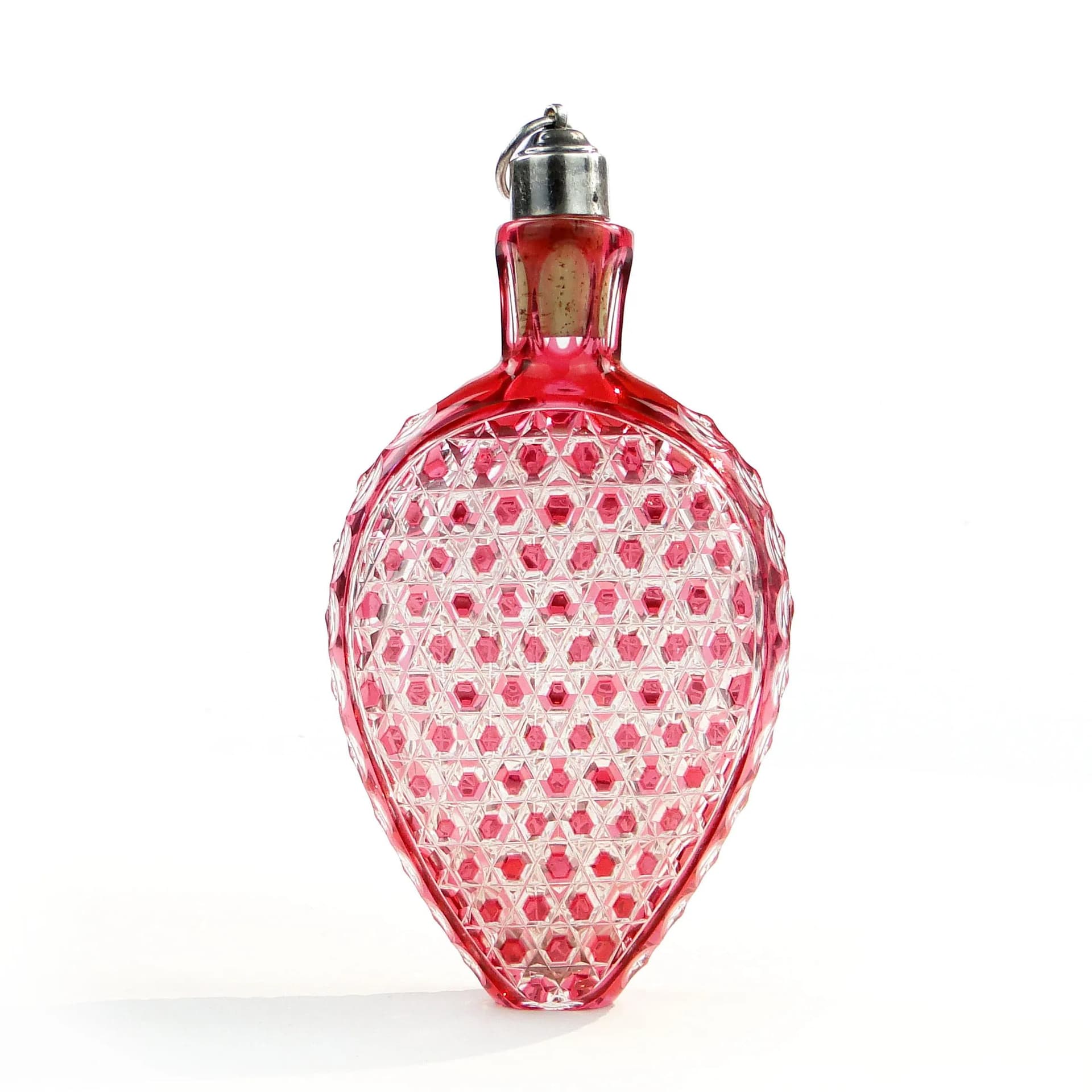 Karafka-piersiówka biedermeier, szkło rubinowe, Austria, XIX w. - 30779