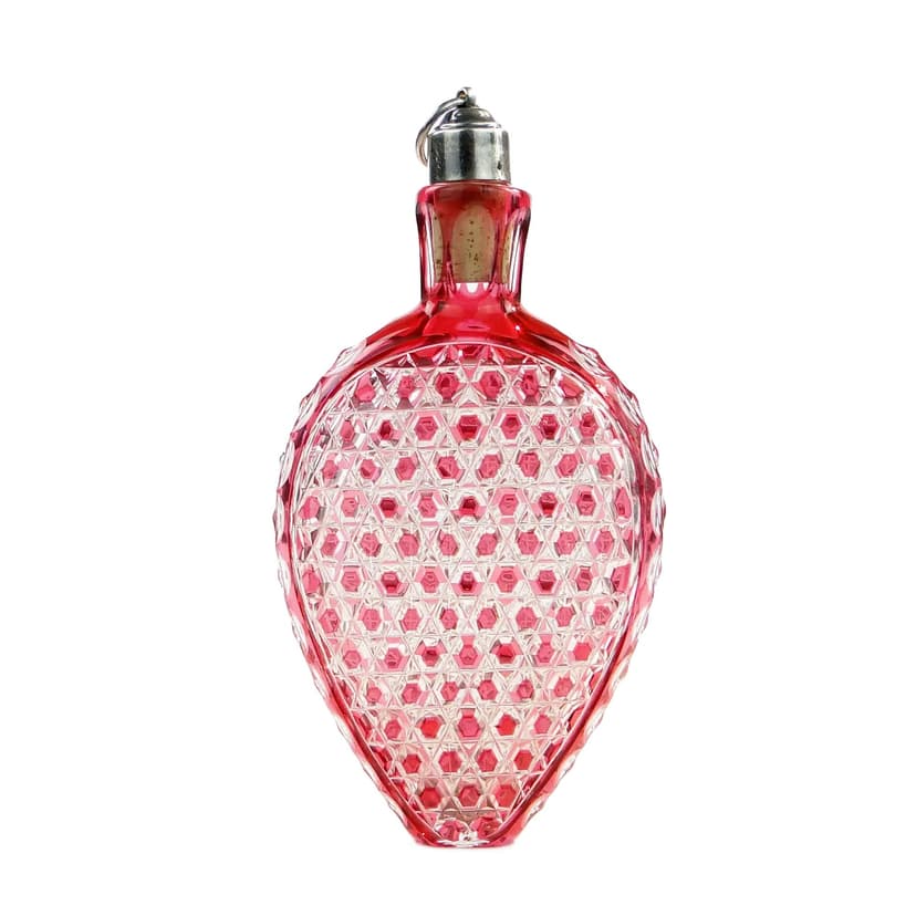 Biedermeier Flask-Decanter, Ruby Glass, Austria, 19th c.