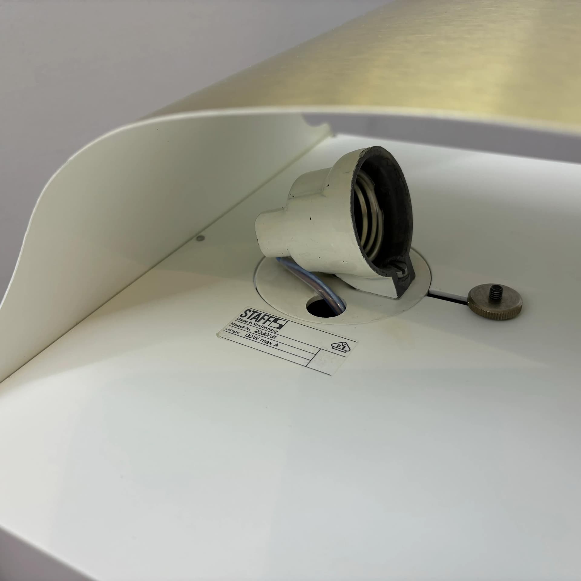 Para kinkietów, aluminium złoty, proj. R. Krüger, D. Witte, Staff Leuchten, Niemcy, lata 70. - 30941