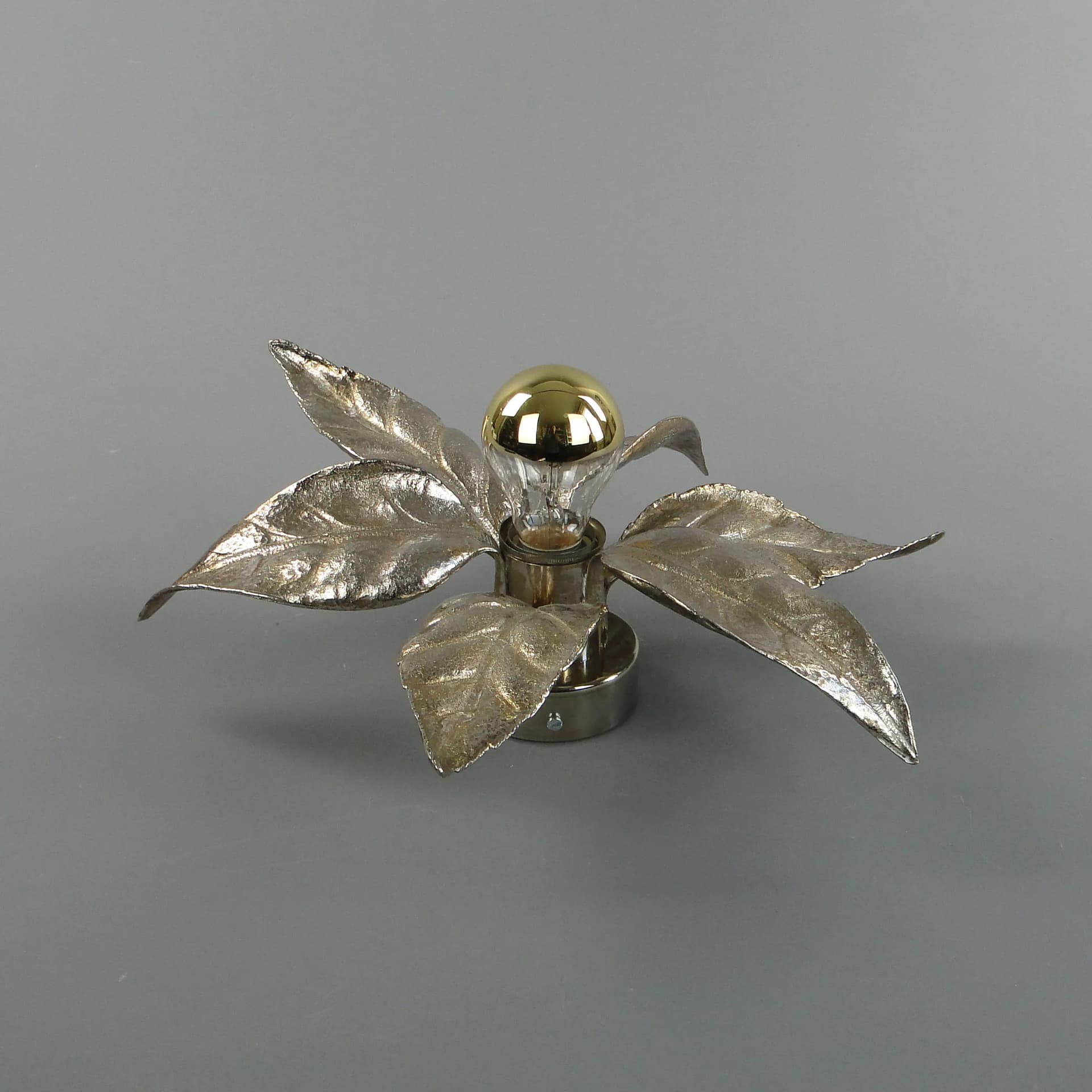 Wall sconce, Hollywood Regency, silver brass, by W. Daro, Belgium, 1970s. - 31040