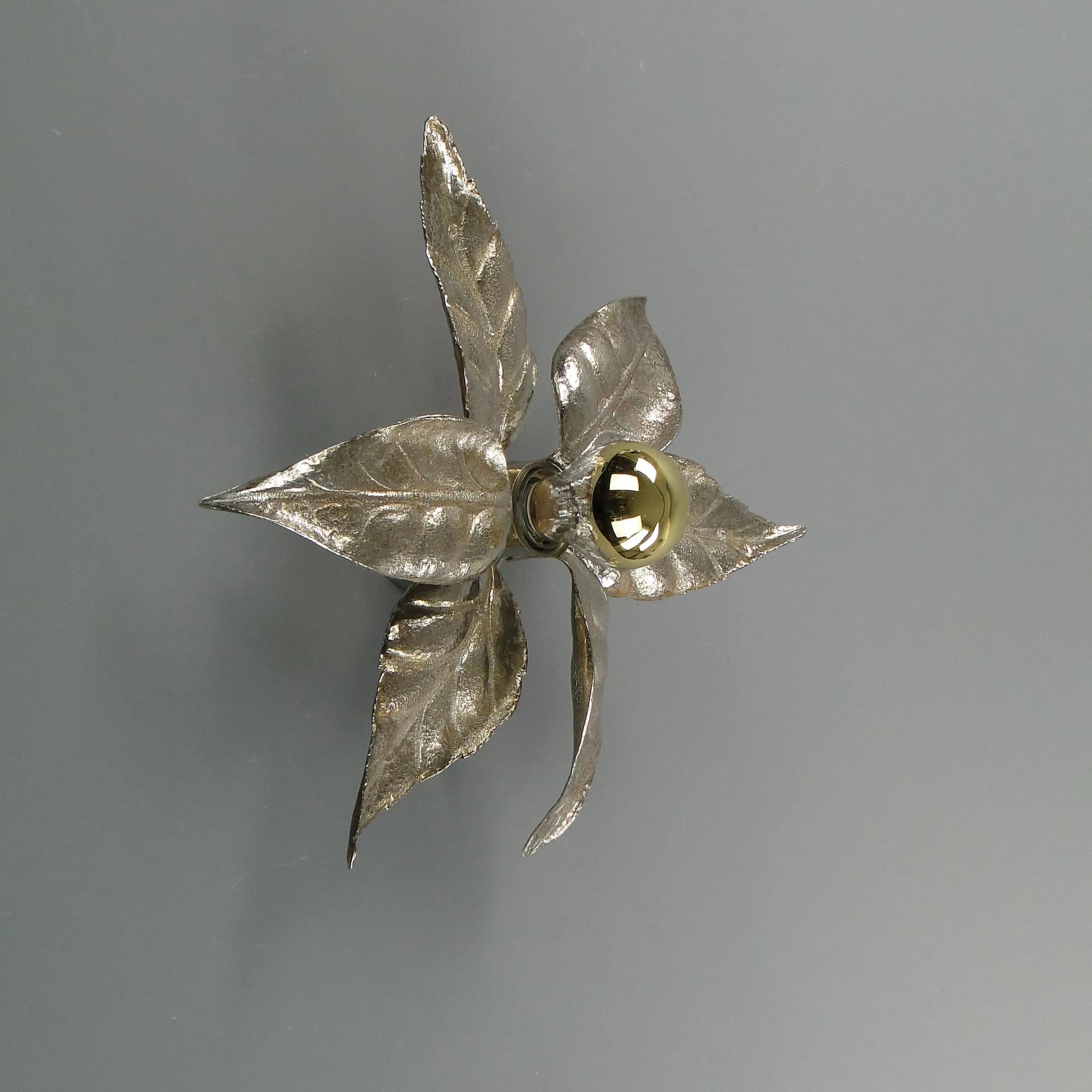 Wall sconce, Hollywood Regency, silver brass, by W. Daro, Belgium, 1970s. - 31039