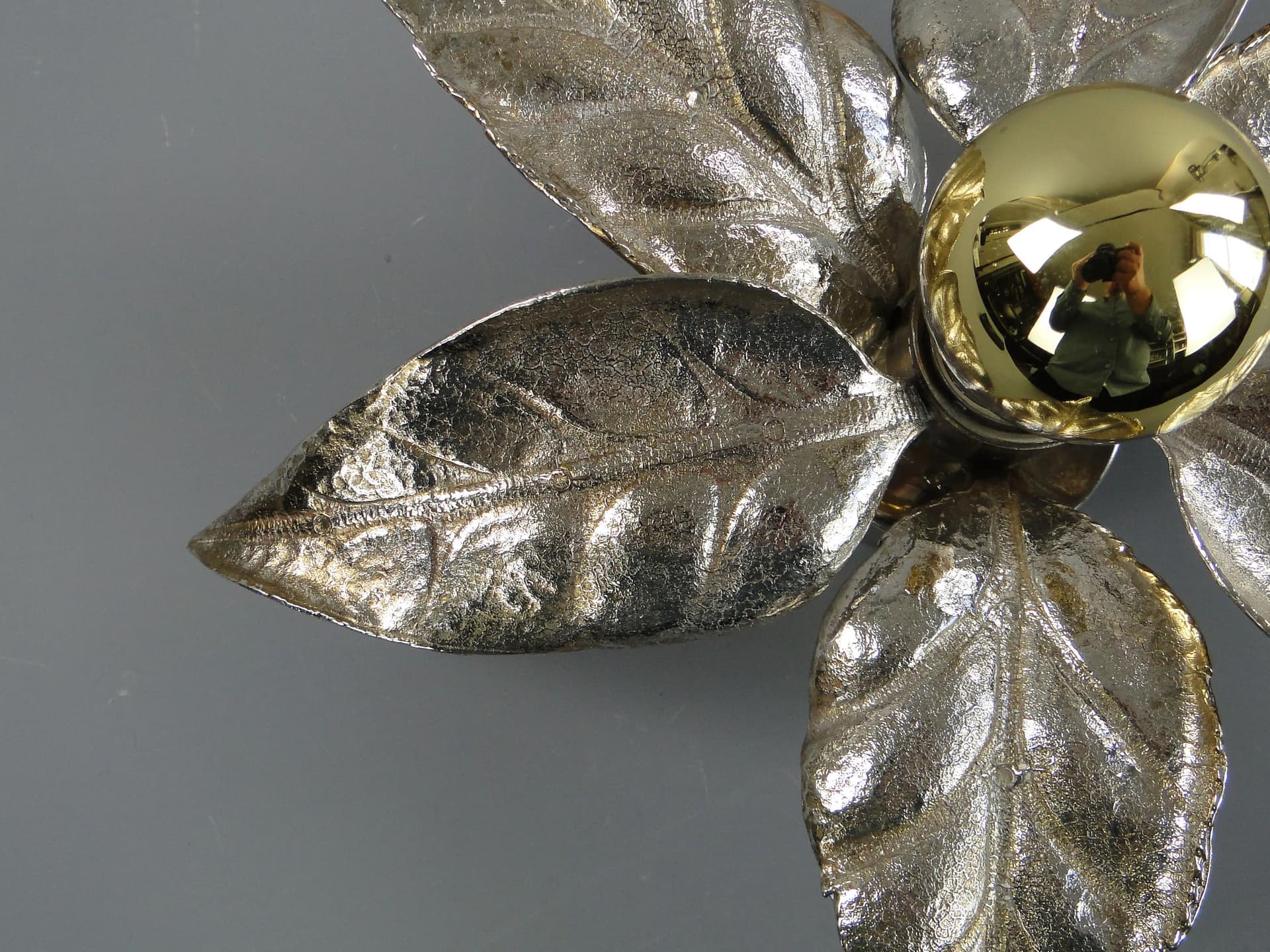 Wall sconce, Hollywood Regency, silver brass, by W. Daro, Belgium, 1970s. - 31041