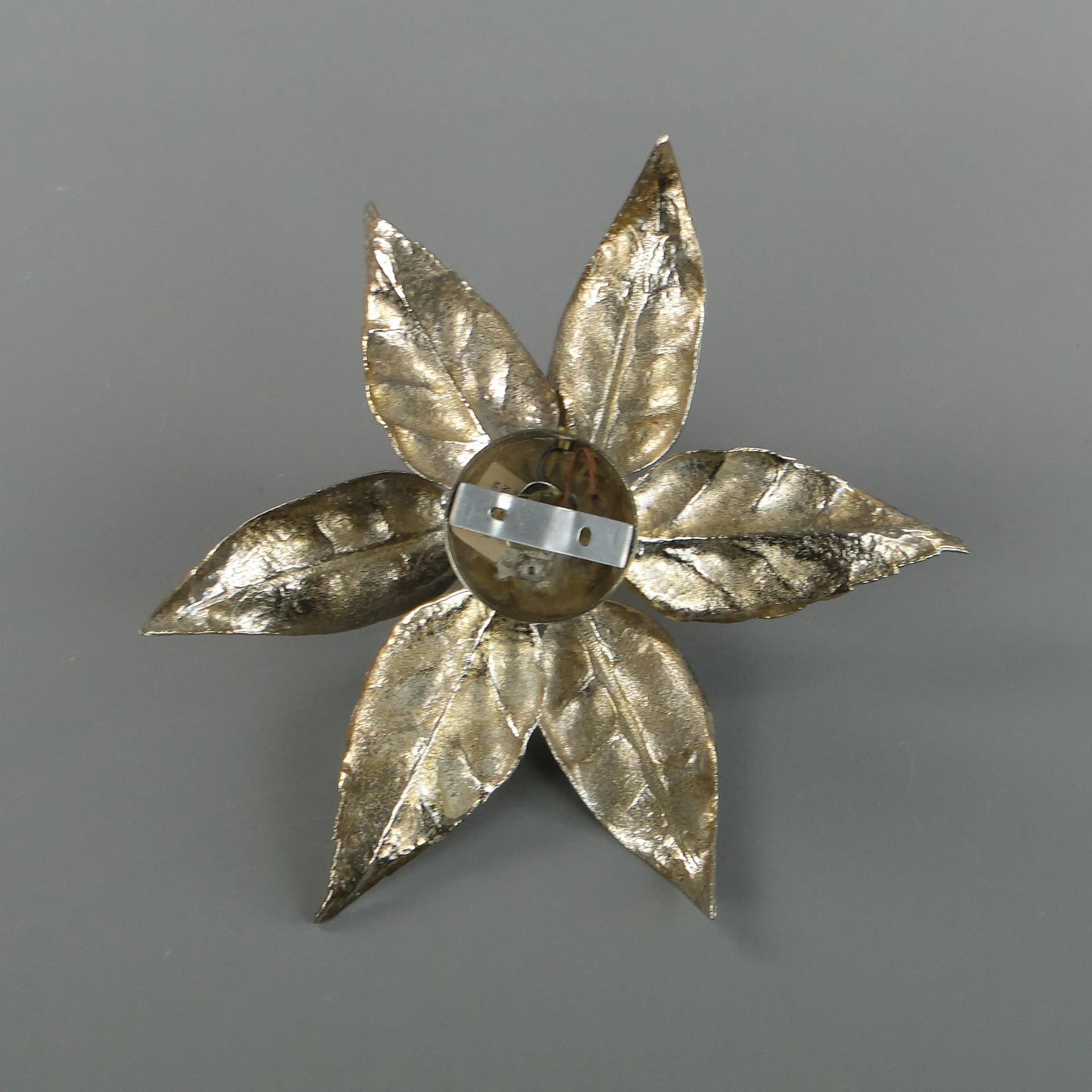 Wall sconce, Hollywood Regency, silver brass, by W. Daro, Belgium, 1970s. - 31044