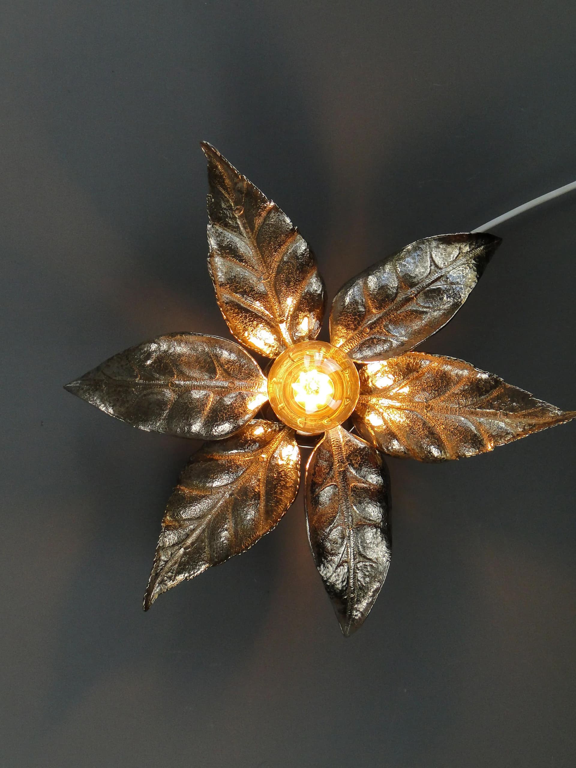 Wall sconce, Hollywood Regency, silver brass, by W. Daro, Belgium, 1970s. - 31046