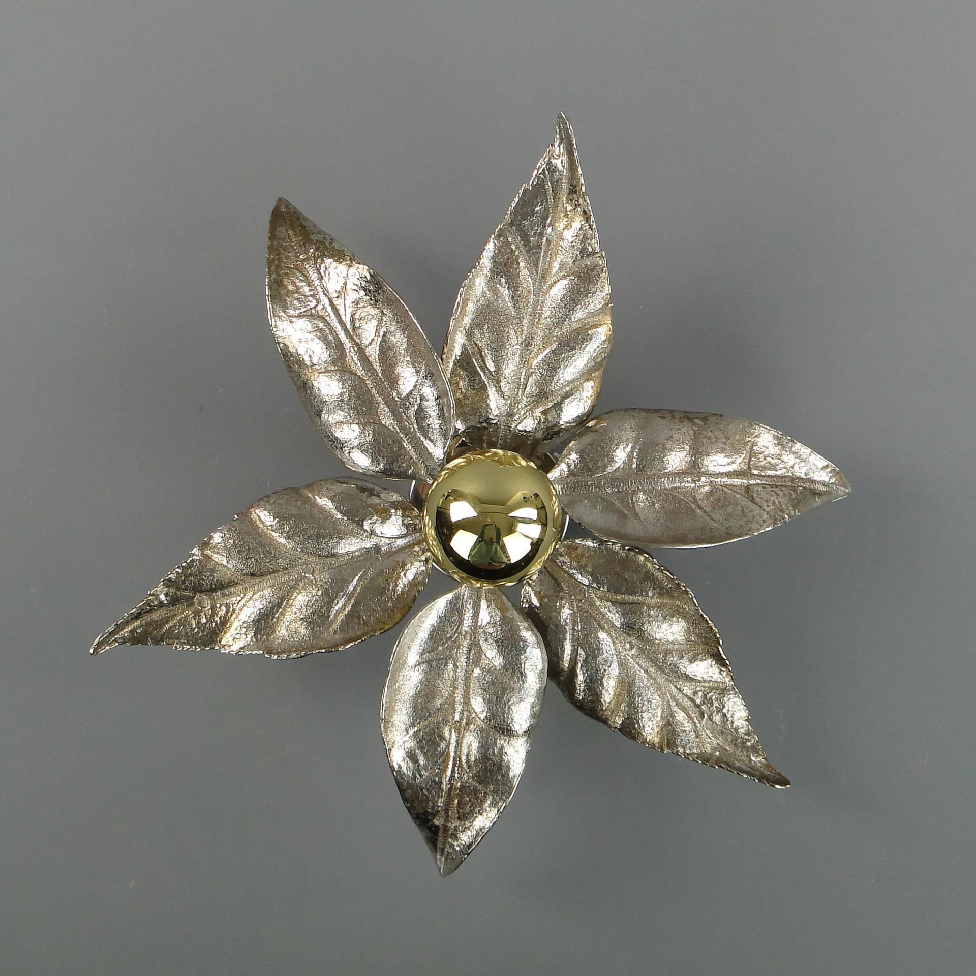 Wall sconce, Hollywood Regency, silver brass, by W. Daro, Belgium, 1970s. - 31038