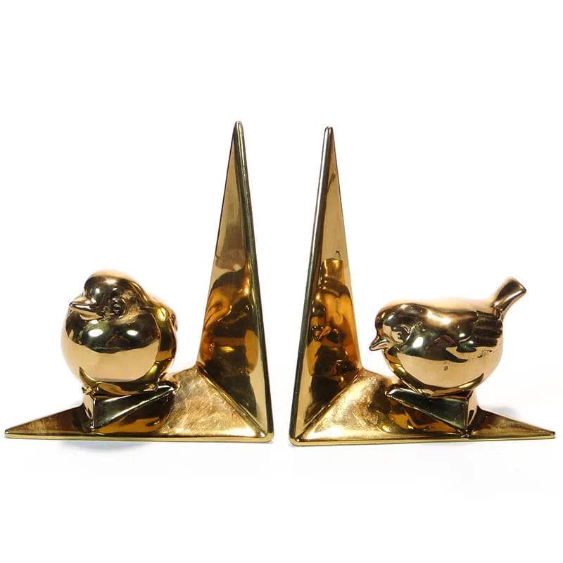 Para podpórek do książek, mosiądz złoty, Rose Handwerk, Niemcy, lata 60. - 31036