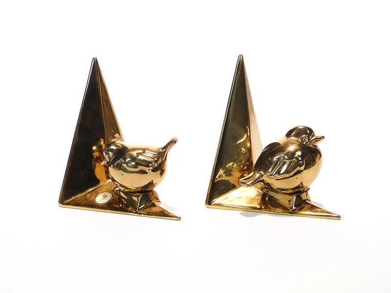 Para podpórek do książek, mosiądz złoty, Rose Handwerk, Niemcy, lata 60. - 31030