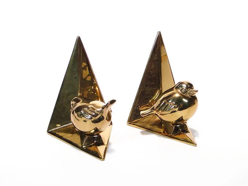 Para podpórek do książek, mosiądz złoty, Rose Handwerk, Niemcy, lata 60. - 31032