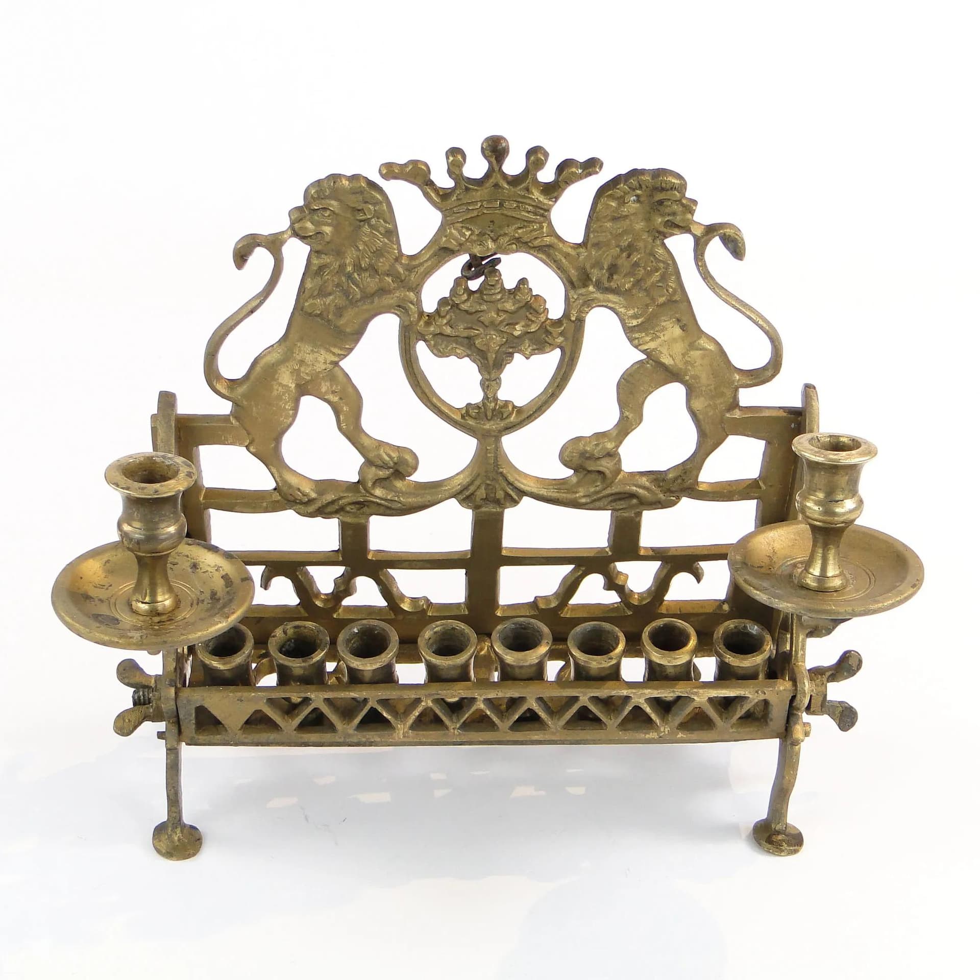 Lampa chanukowa, Empire, złoty, mosiądz, Polska, początek XX w. - 30996