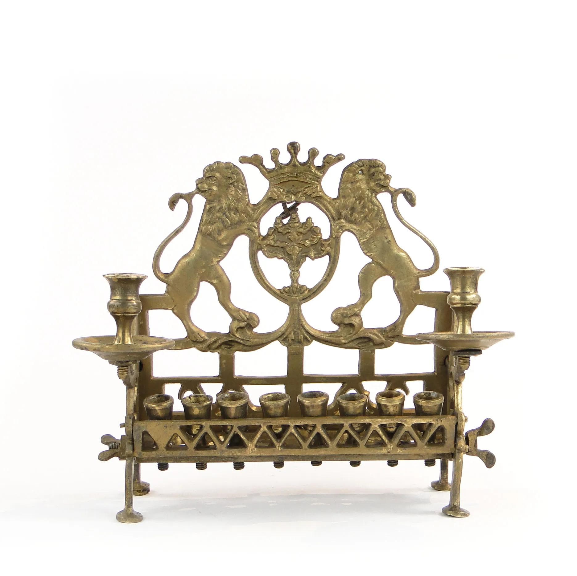 Lampa chanukowa, Empire, złoty, mosiądz, Polska, początek XX w. - 30995