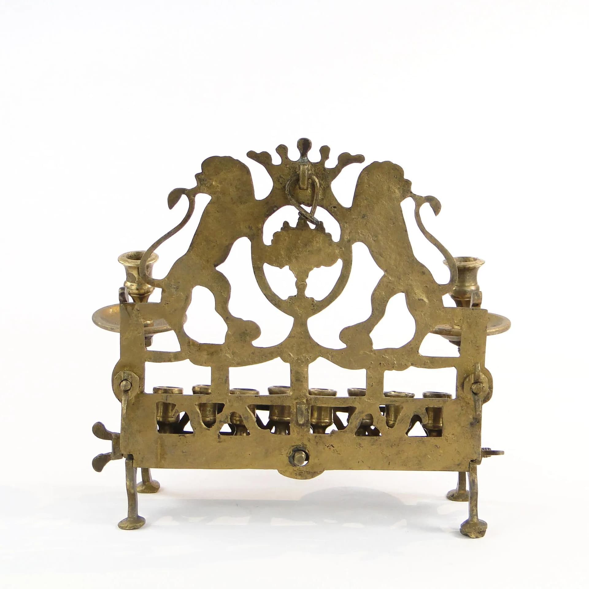 Lampa chanukowa, Empire, złoty, mosiądz, Polska, początek XX w. - 31000