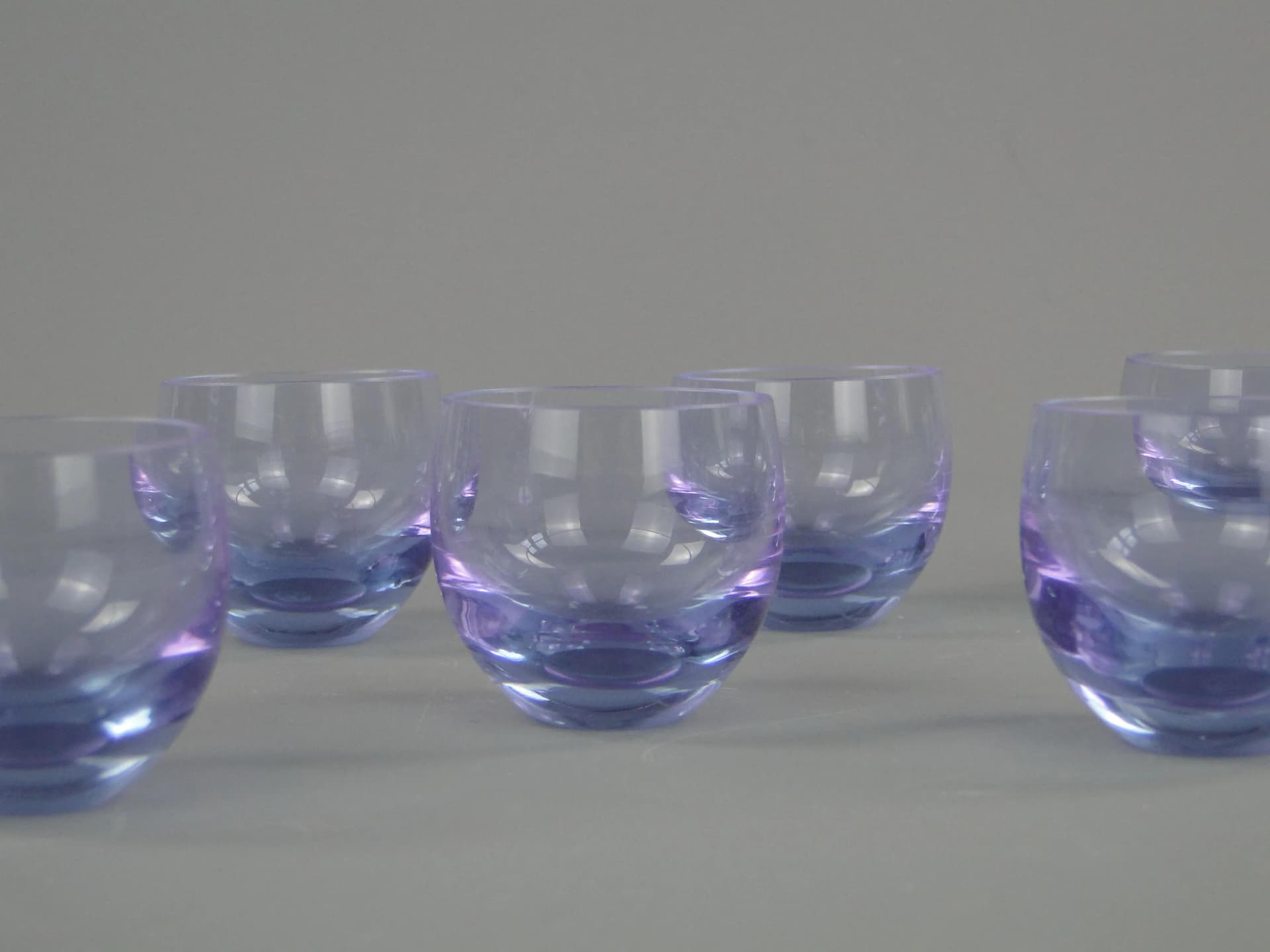 Set of Culbutto glasses, neodymium crystal, by R. Eschler, Moser, Czechoslovakia, 1950s. - 30991