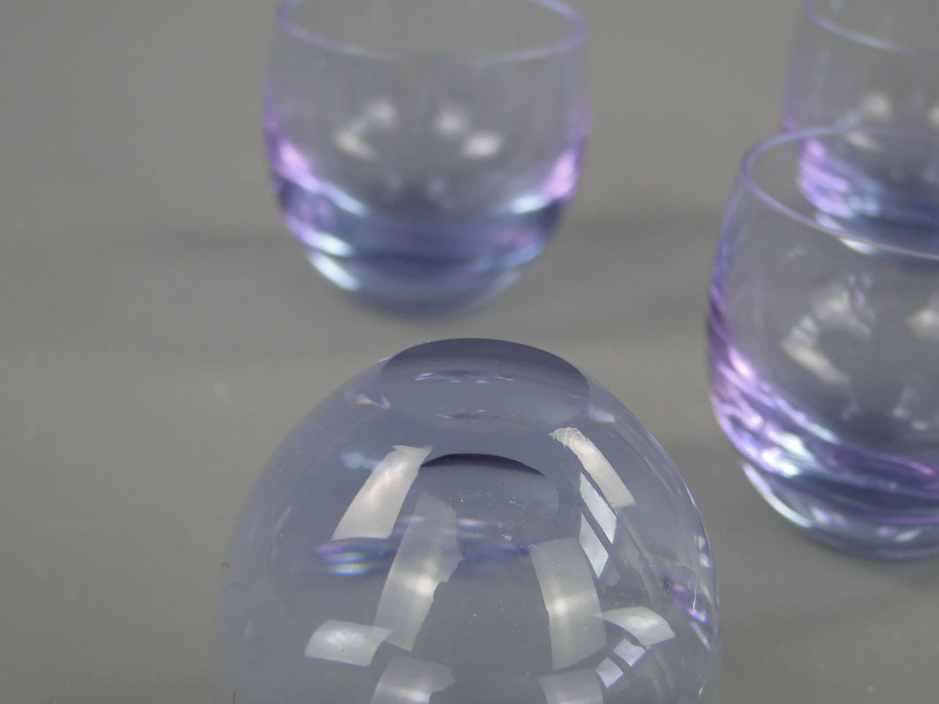 Set of Culbutto glasses, neodymium crystal, by R. Eschler, Moser, Czechoslovakia, 1950s. - 30992