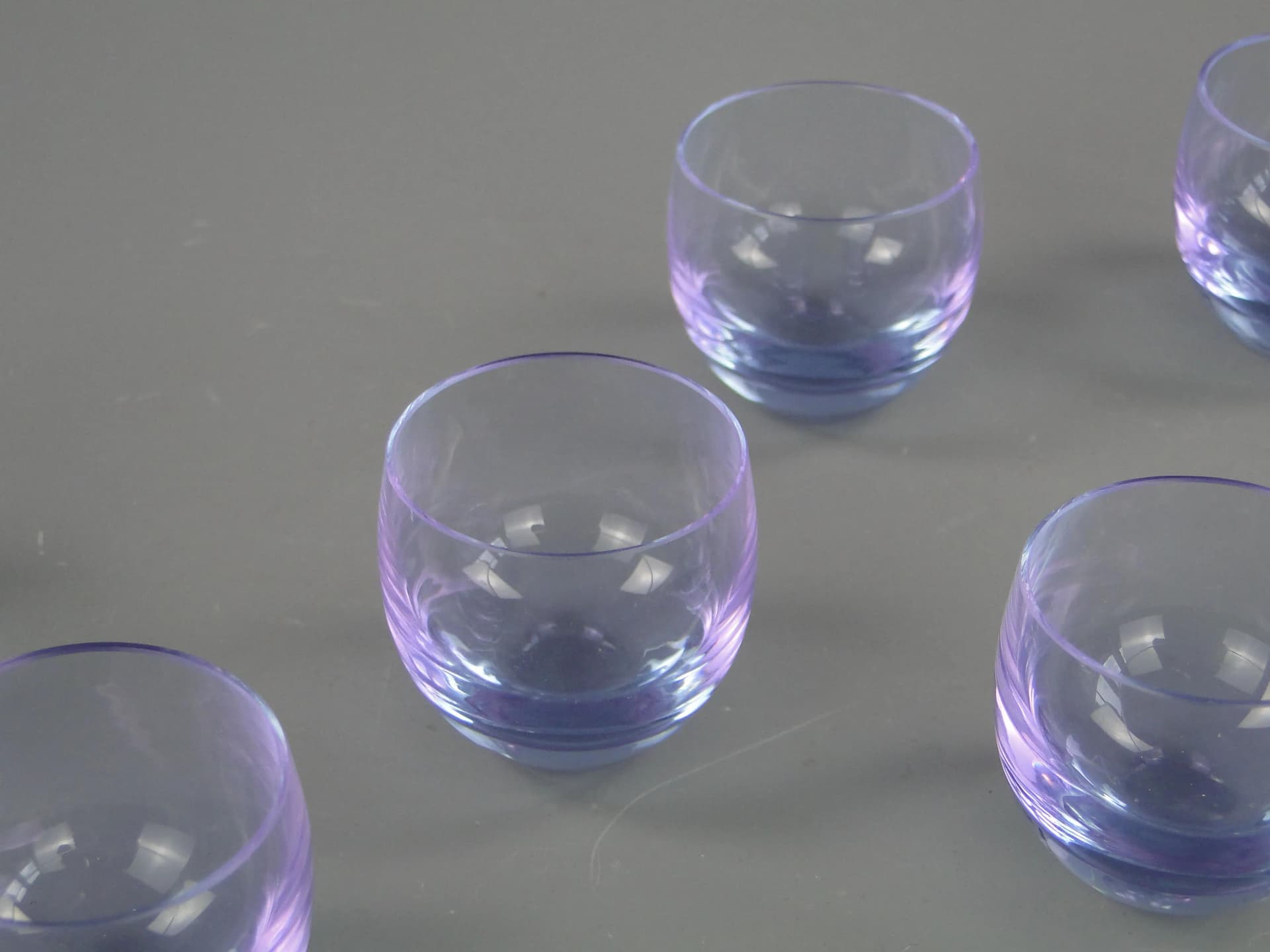 Set of Culbutto glasses, neodymium crystal, by R. Eschler, Moser, Czechoslovakia, 1950s. - 30993