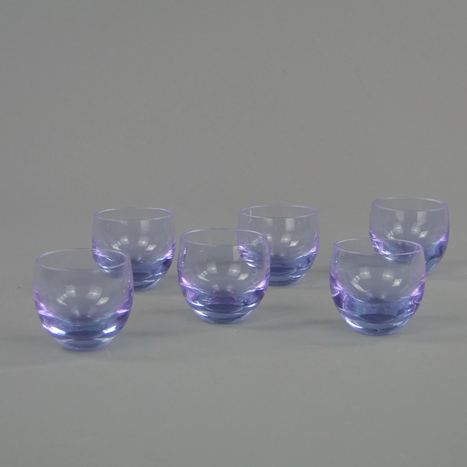 Set of Culbutto glasses, neodymium crystal, by R. Eschler, Moser, Czechoslovakia, 1950s. - 30989