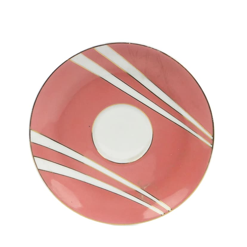 Pink and White Gilt Krokus Saucer, by W. Potacki for Ćmielów, Poland, 1960s