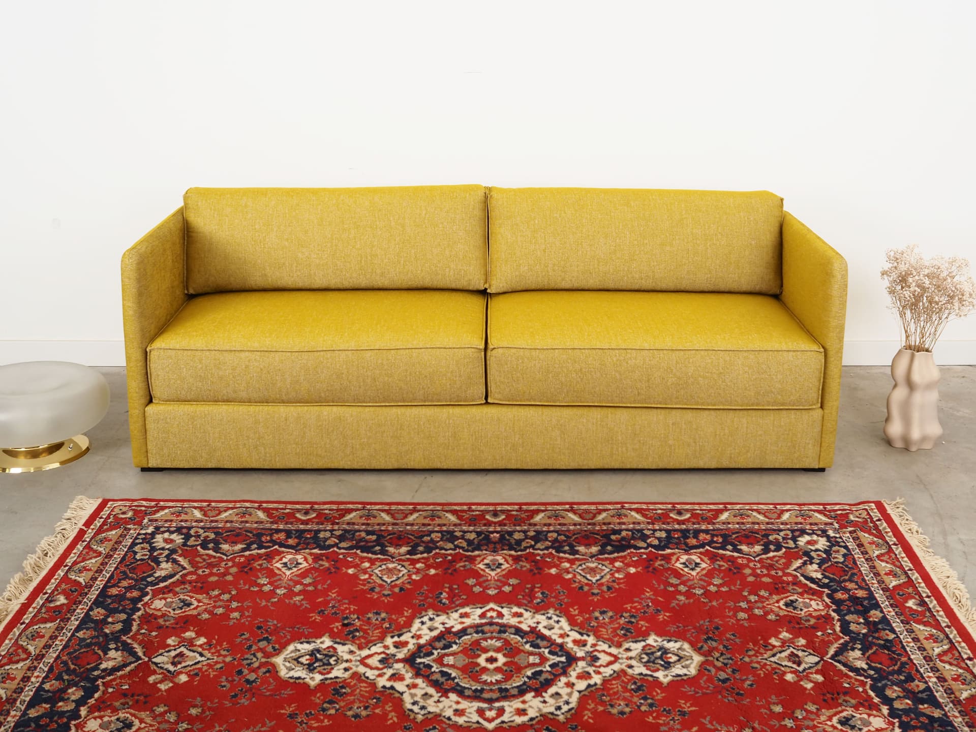 Sofa, skandynawski design, żółty, tkanina, Polska, XXI w. - 64356
