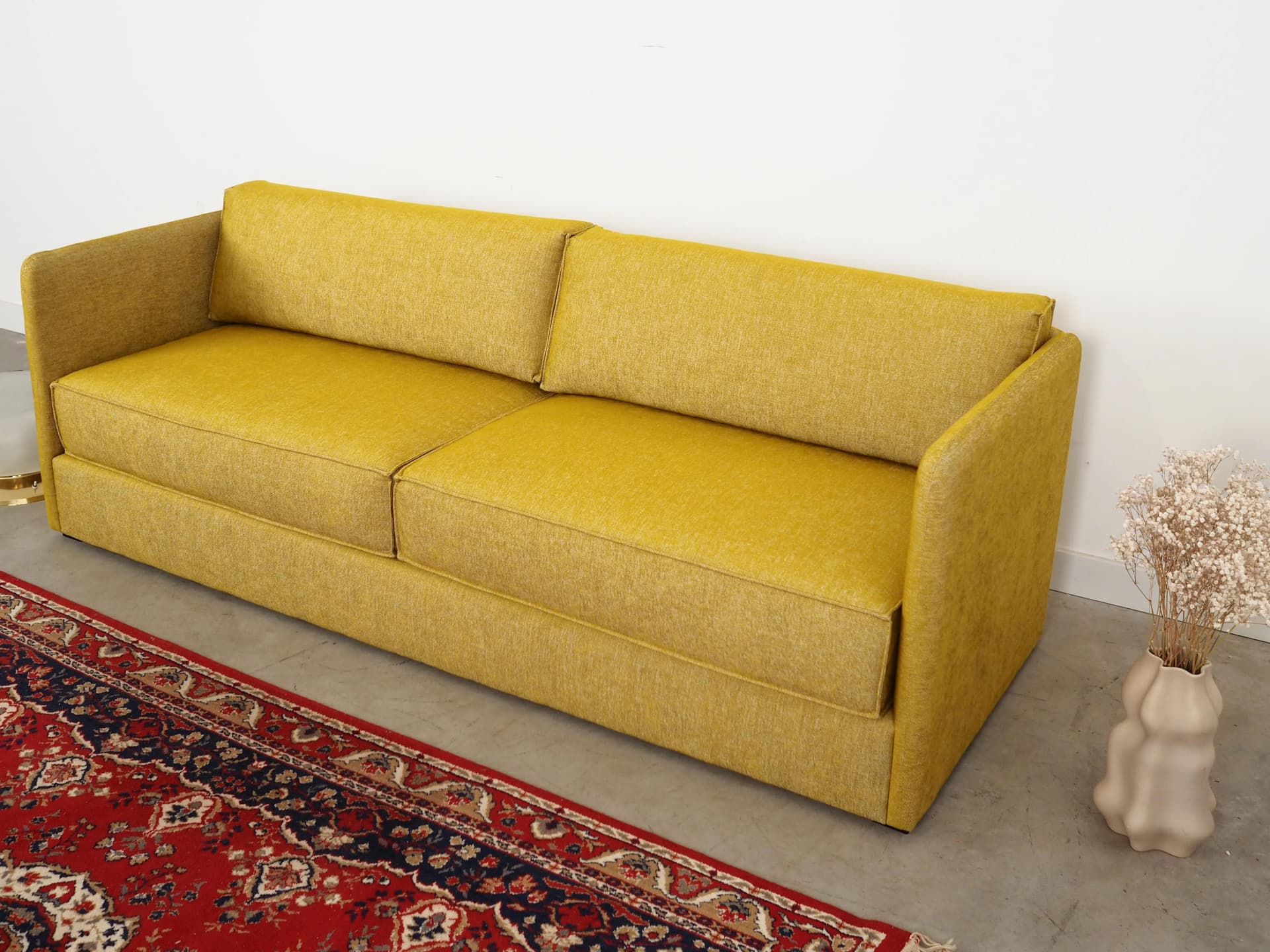 Sofa, skandynawski design, żółty, tkanina, Polska, XXI w. - 31110