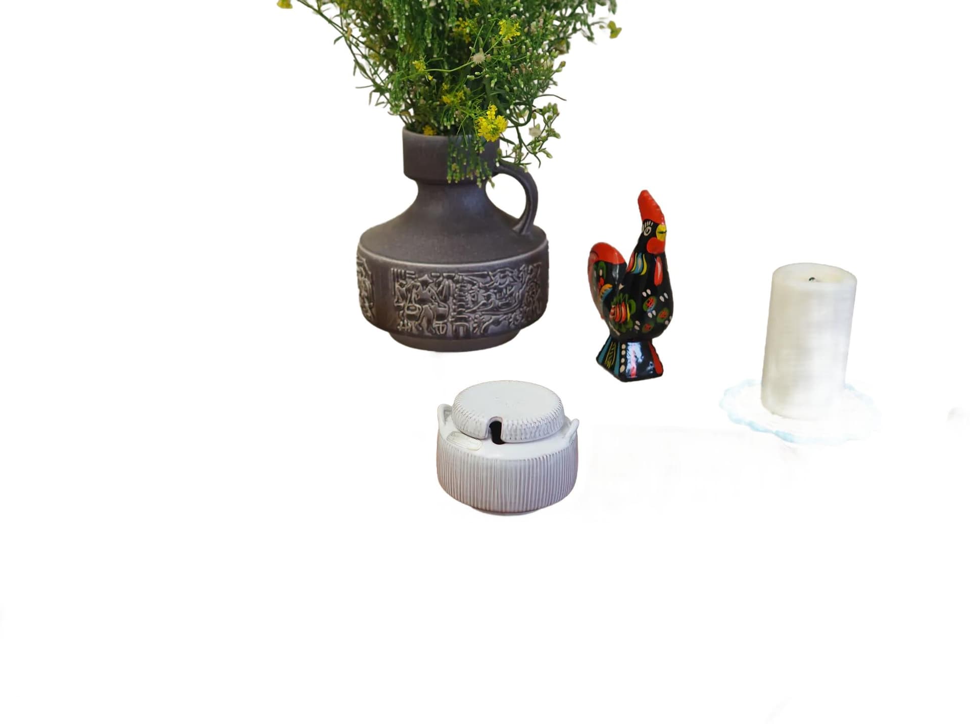 Cukiernica, ceramika biała, Løvemose Keramik, Dania, lata 70. - 31101