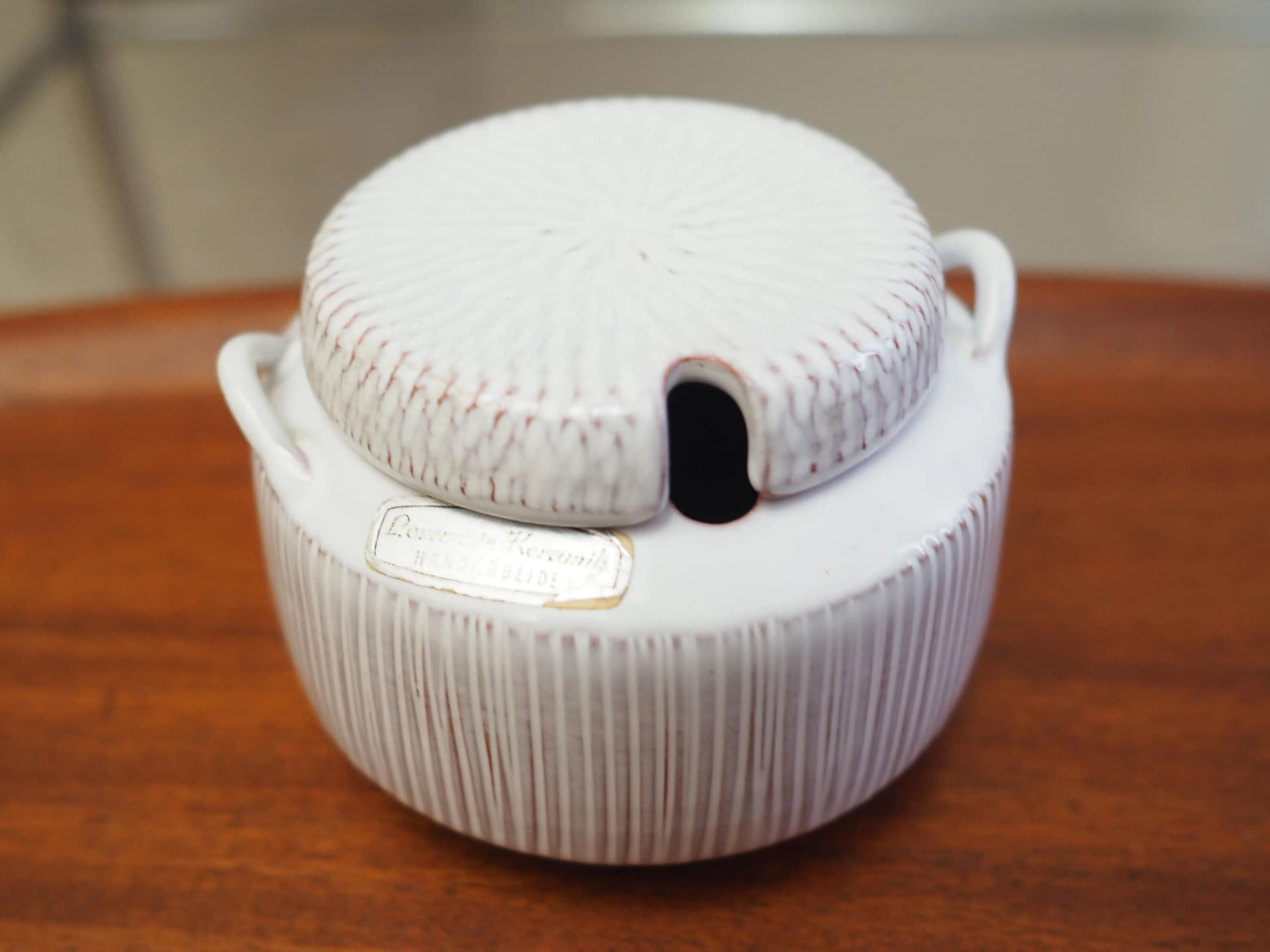 Cukiernica, ceramika biała, Løvemose Keramik, Dania, lata 70. - 31104