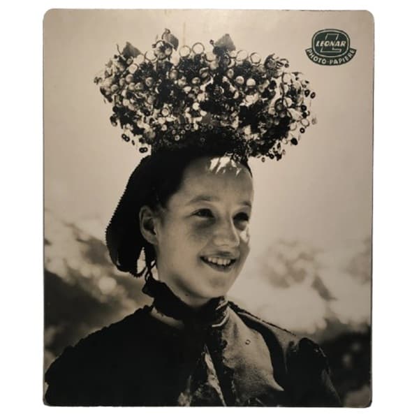 Reklama fotograficzna Leonar Photo Papiere, szary, papier fotograficzny, proj. T. Schneiders, Niemcy, lata 60.