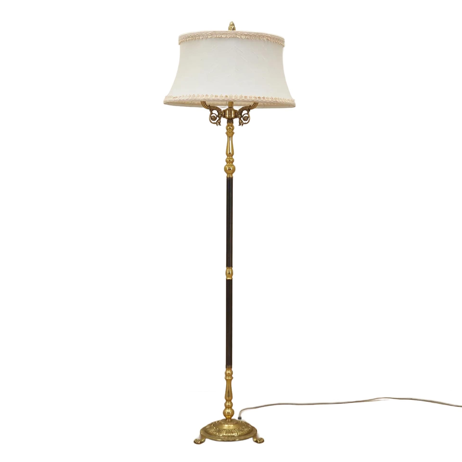 Lampa podłogowa, metal złoty, Dania, lata 70.