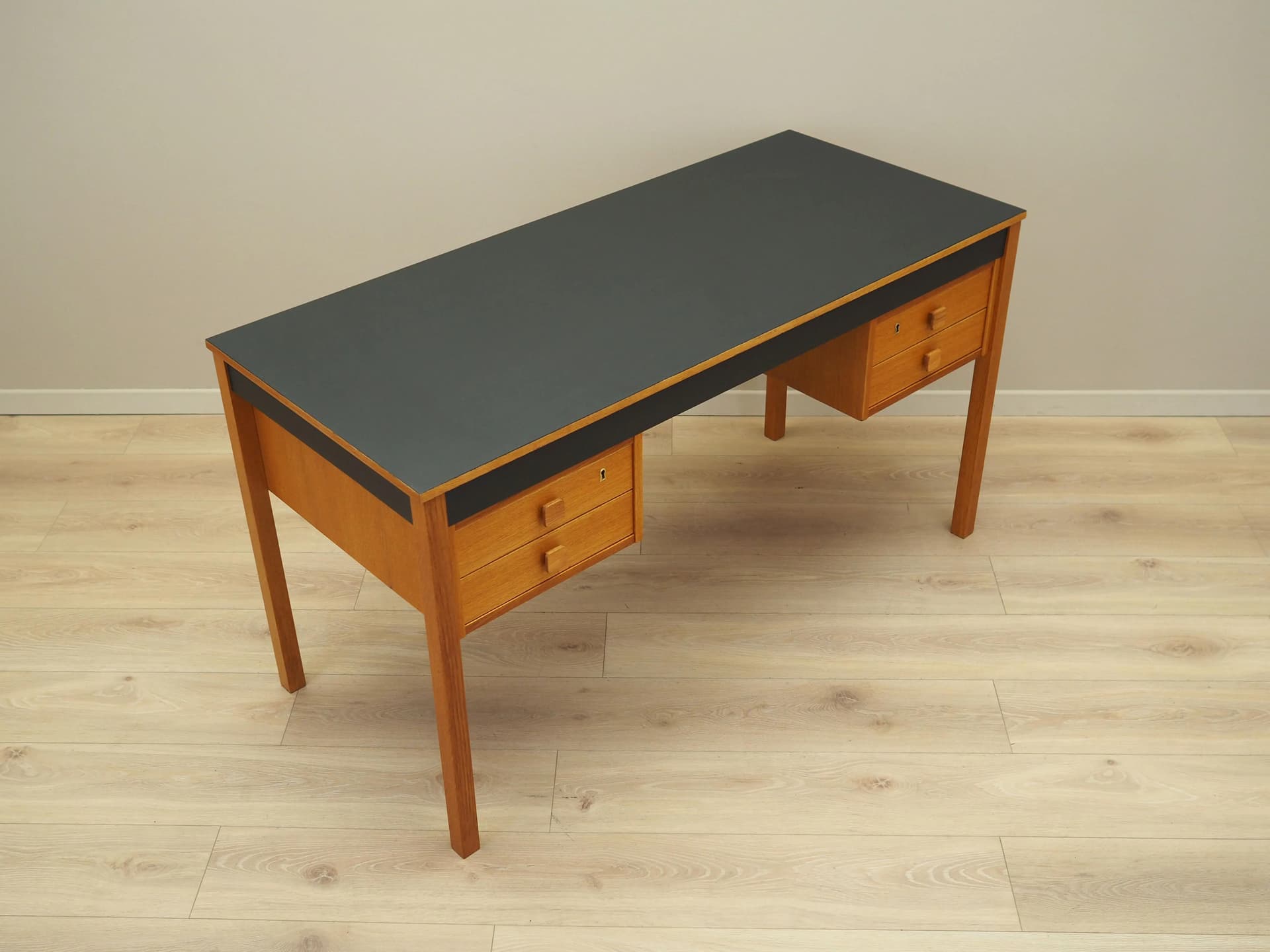 Desk, yellow ash, black ash, Denmark, 1970s - 31075